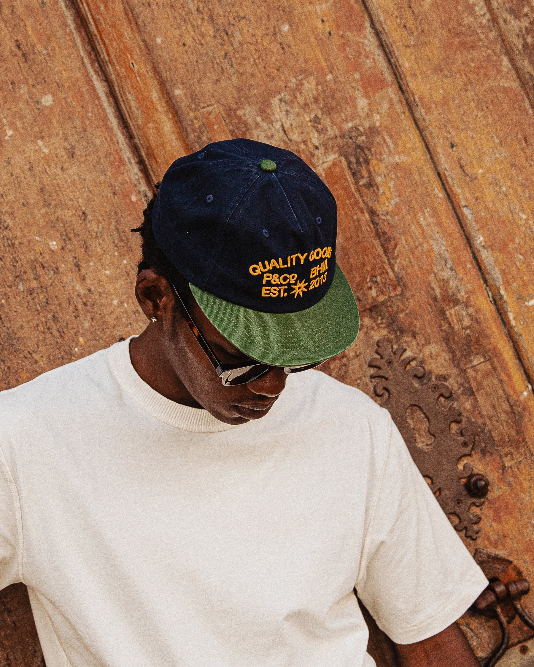 Quality Goods Twill 5 Panel Cap - Navy & Green
