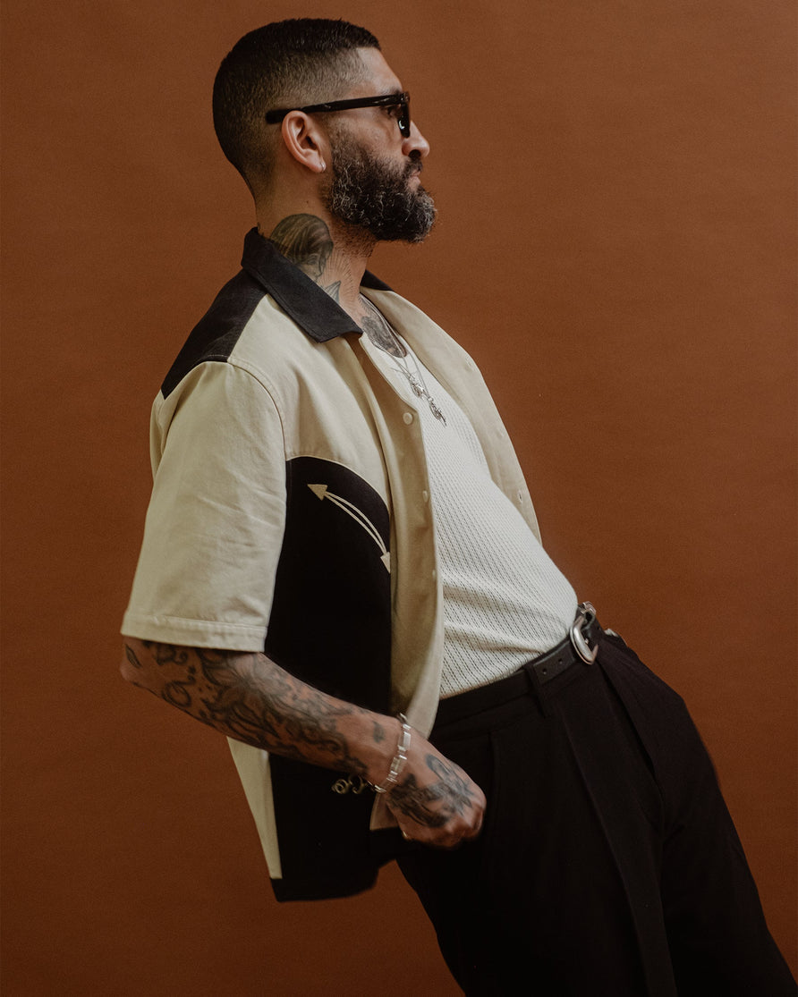 Eddie Bowling Shirt - Ecru & Black