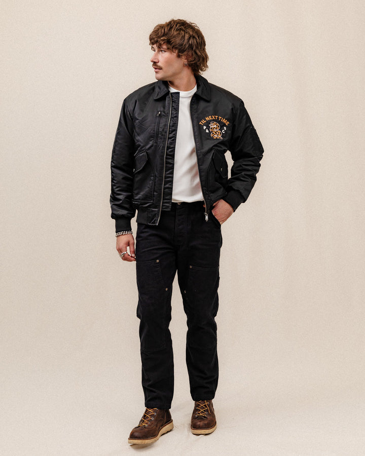 Til Next Time Bomber Jacket -  Black