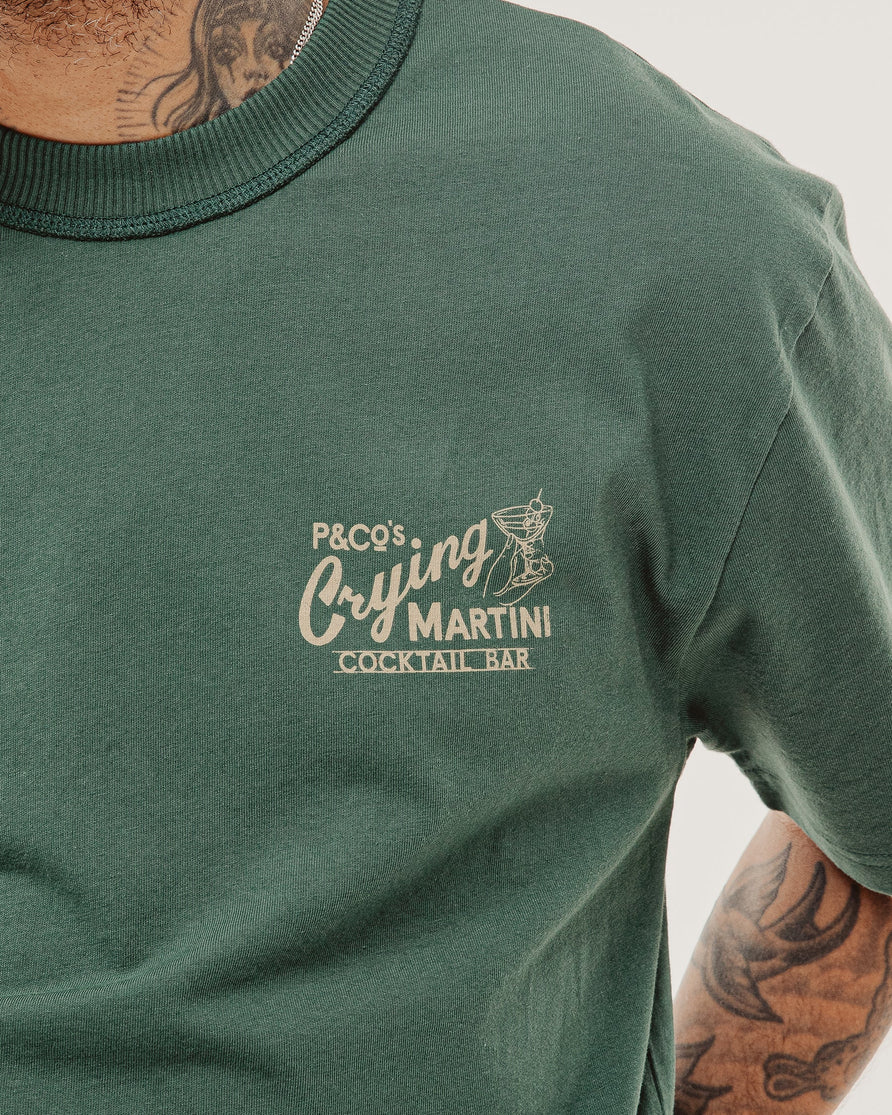 Crying Martini Boxy T-Shirt - Forest Green