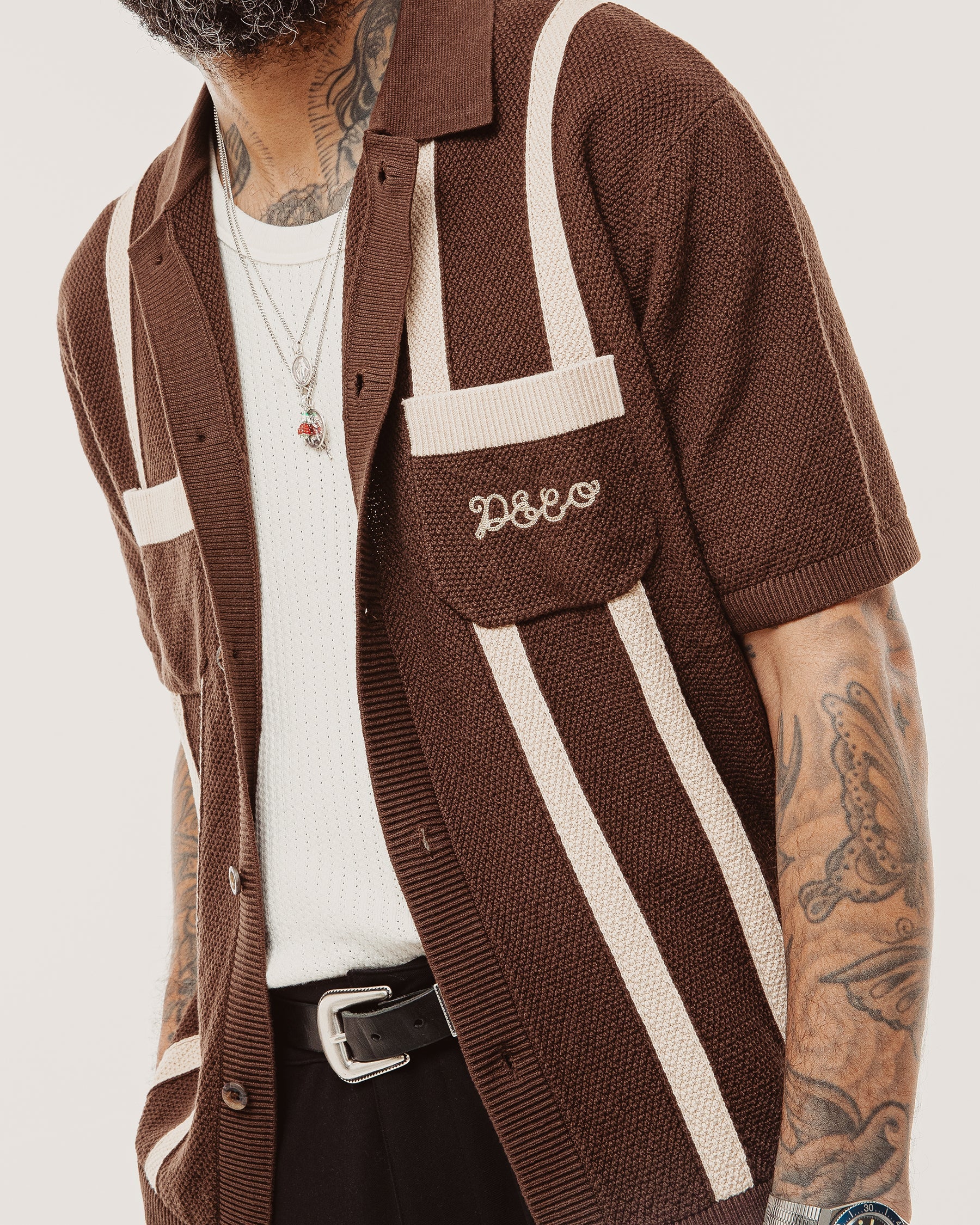 Delon Knitted Polo - Brown