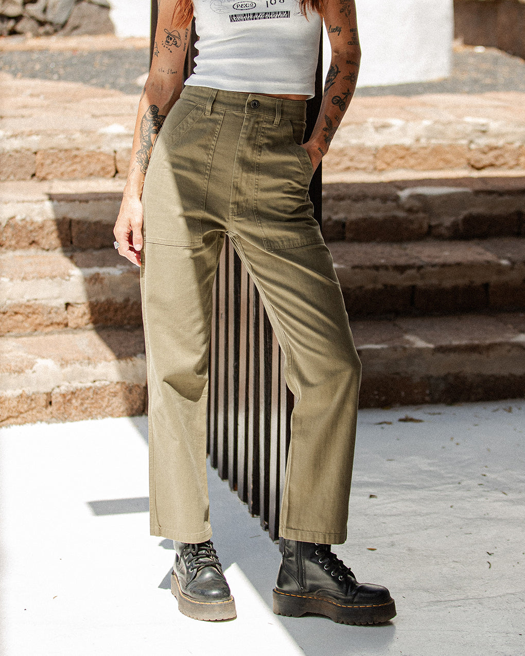 Herringbone Service Fatigue Pants - Olive