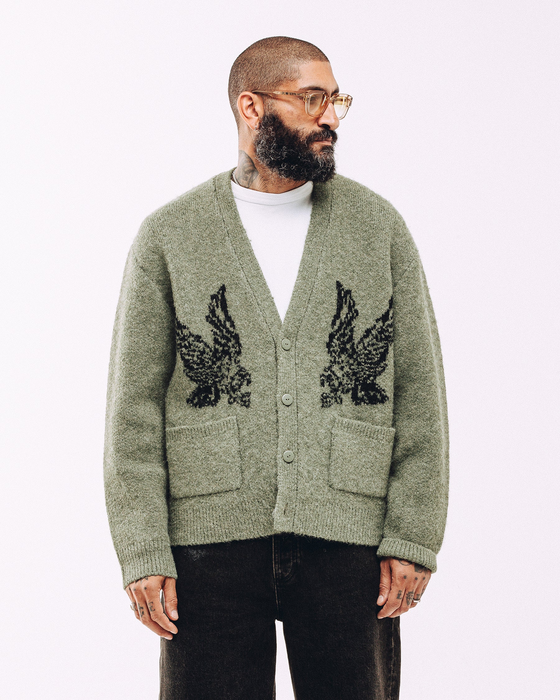 Nelson Brushed Cardigan - Sage