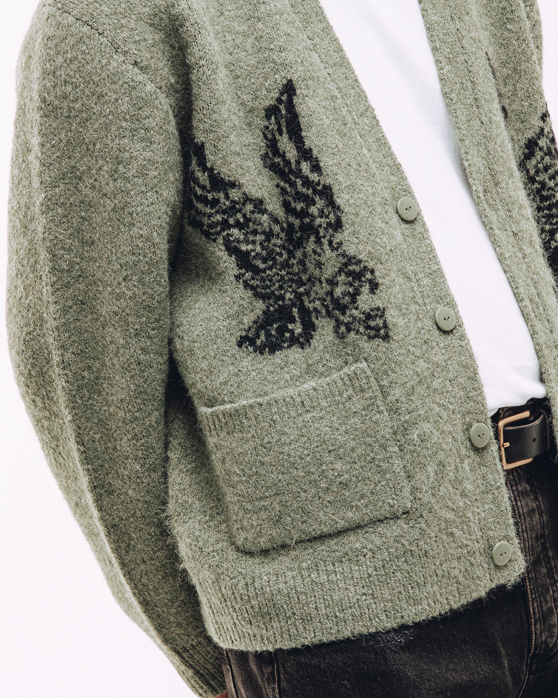 Nelson Brushed Cardigan - Sage