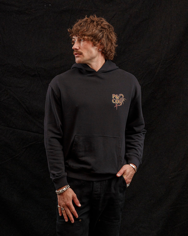 Sinners Club Hoodie - Washed Black