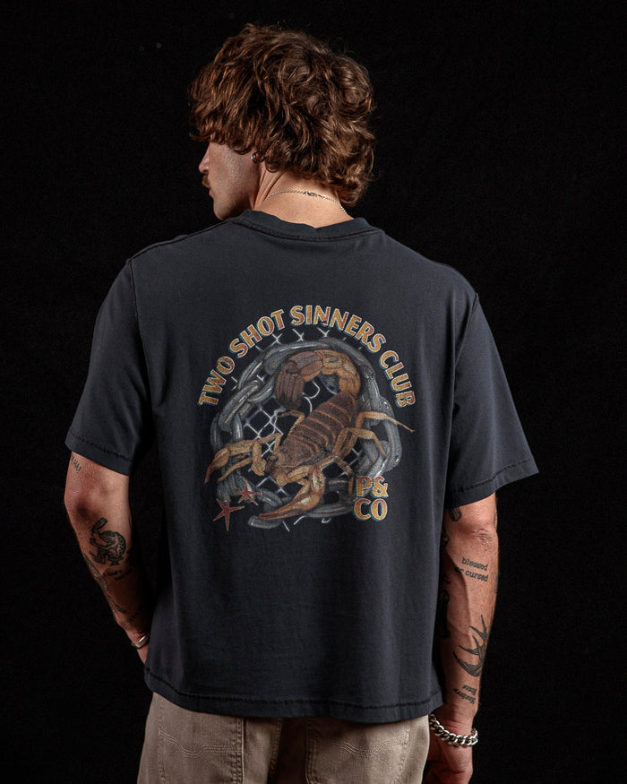 Sinners Club Boxy T-Shirt - Heavy Washed Back