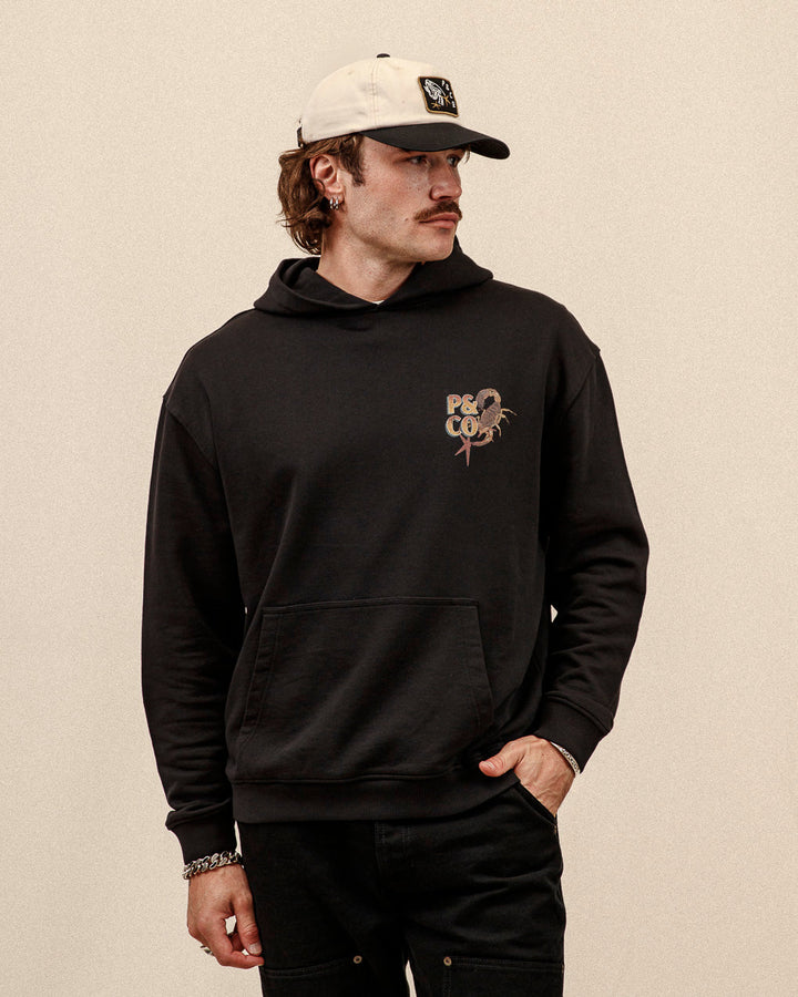 Sinners Club Hoodie - Washed Black