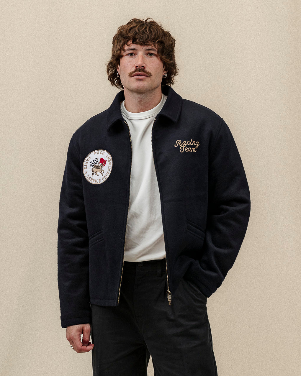 Racing Team Wool Sports Jacket - Navy