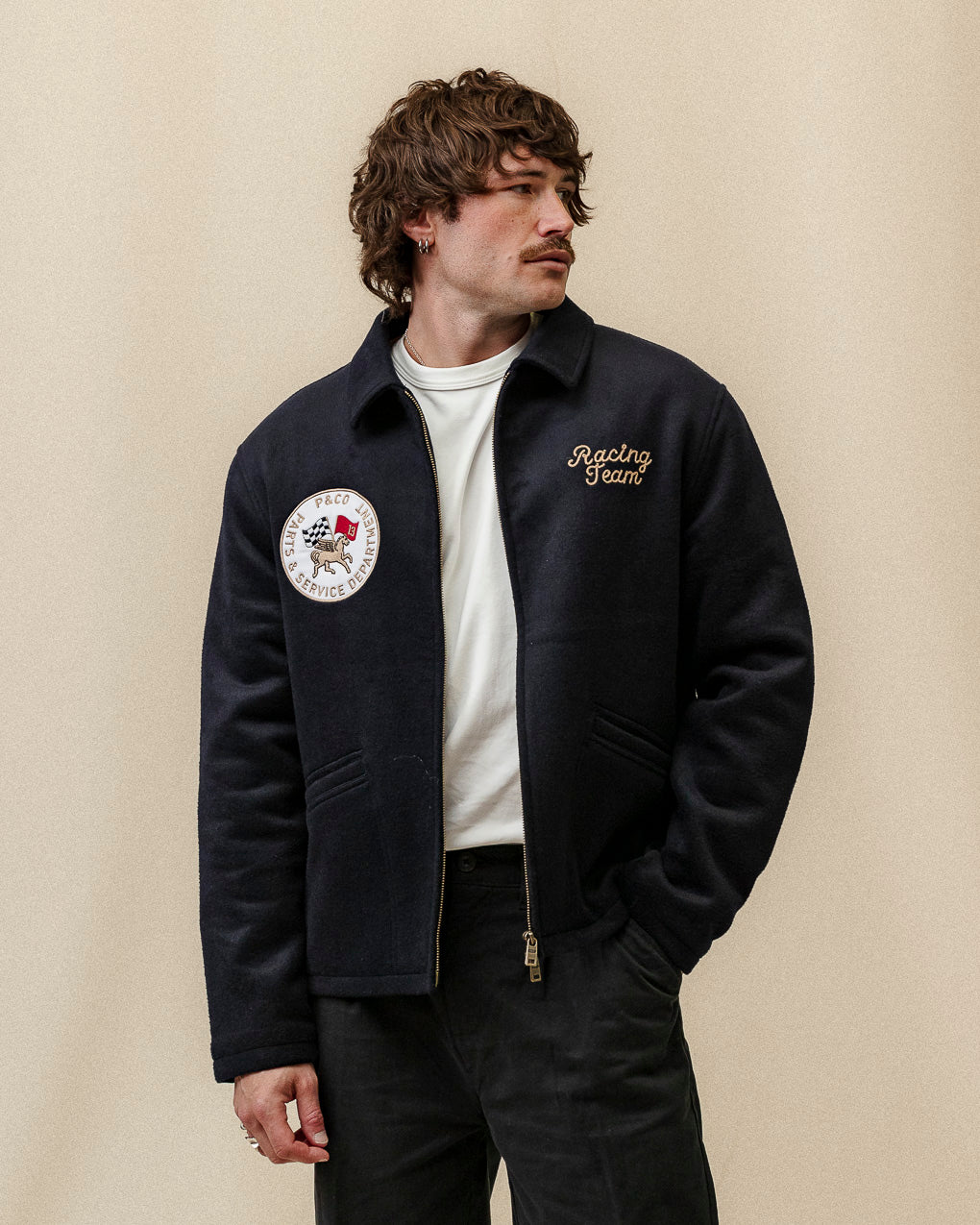 Racing Team Wool Sports Jacket - Navy