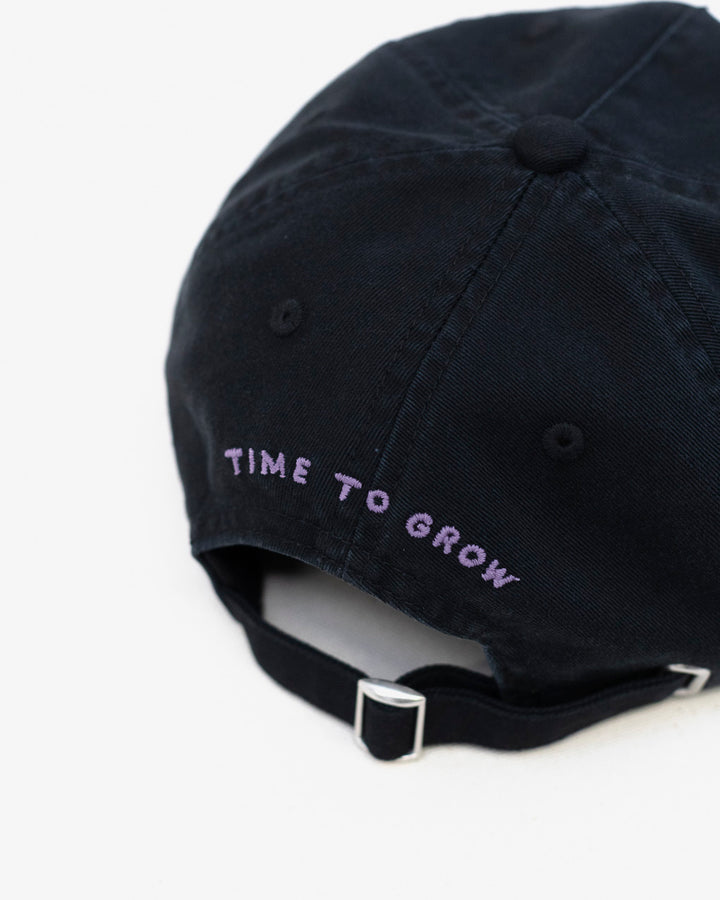 Time To Grow 6 Panel Cap - Washed Black