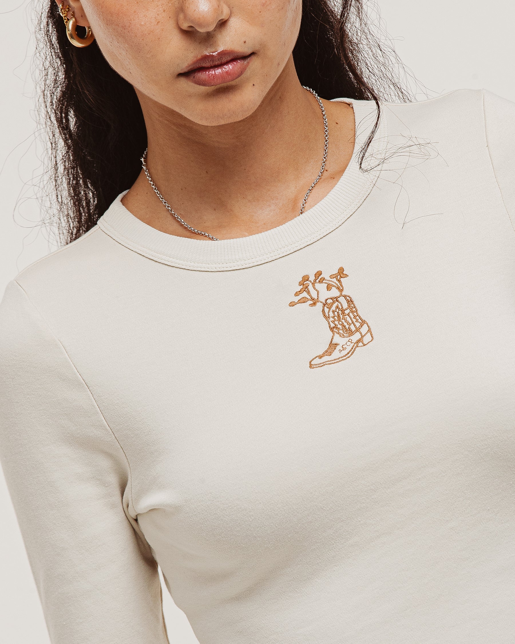 Cowboy Longsleeve Baby T-Shirt - Off White