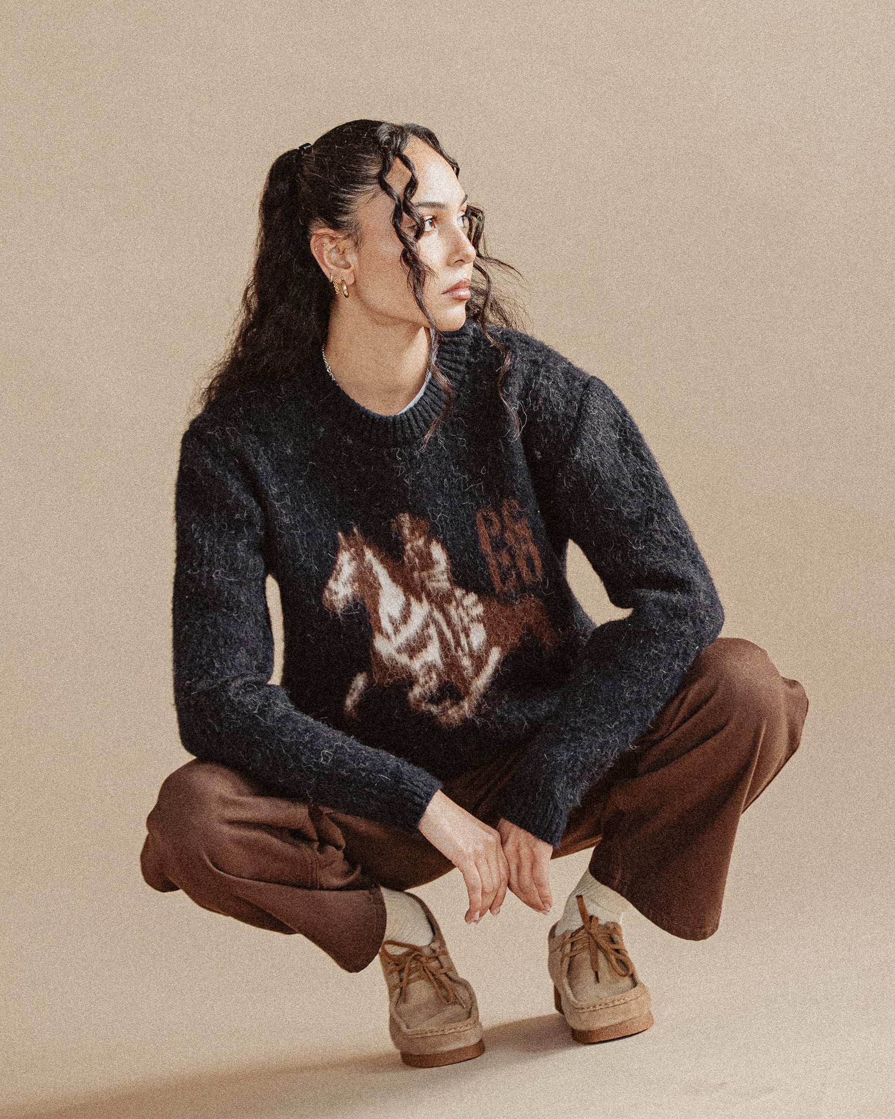 Western Knitted Jumper - Washed Black