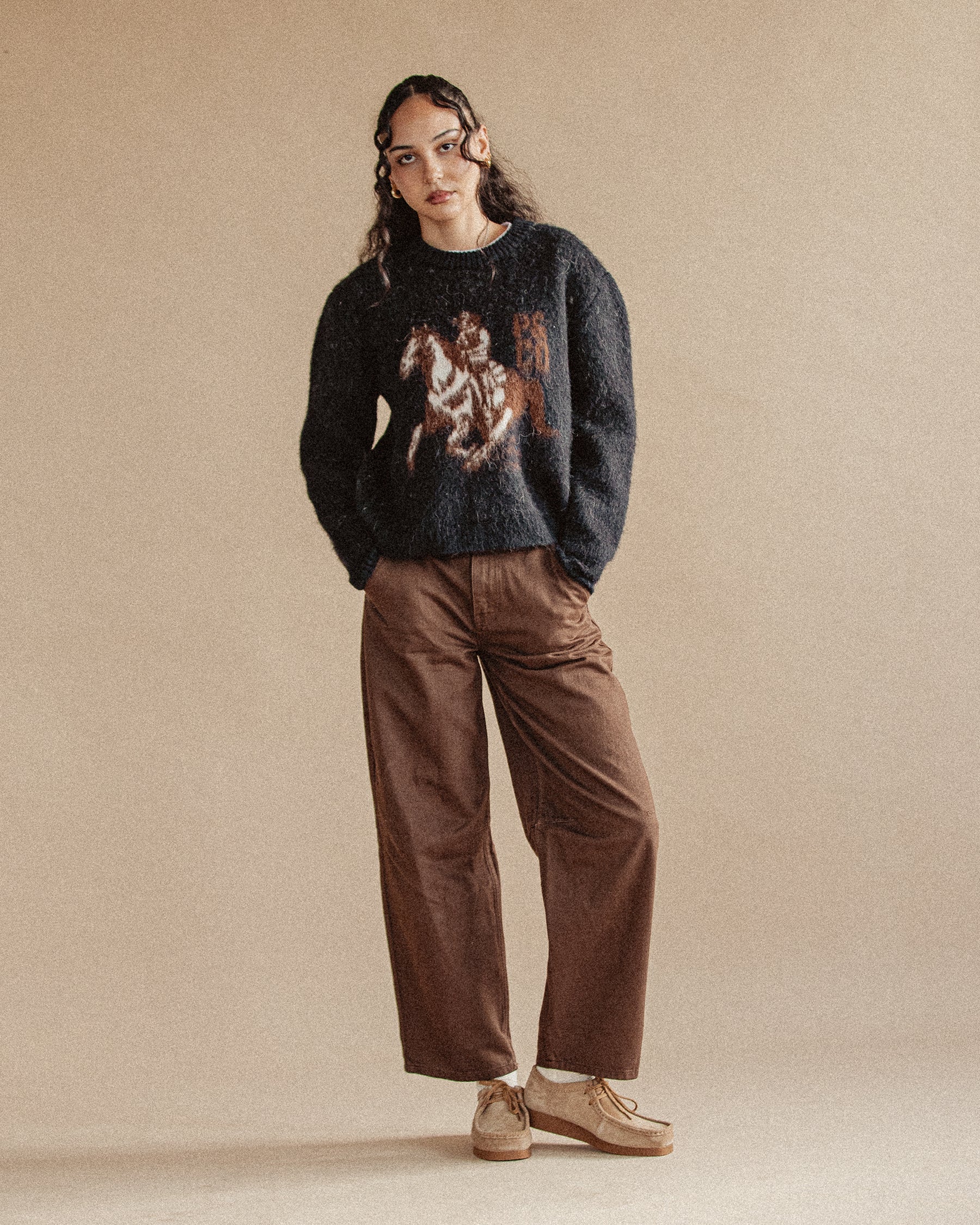 Western Knitted Jumper - Washed Black