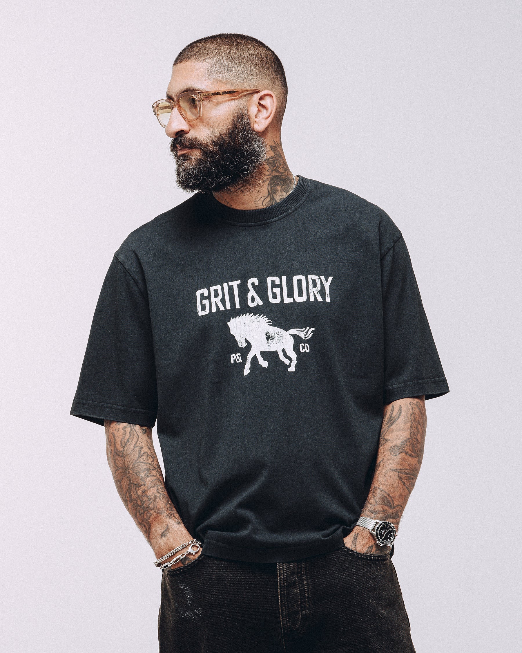 Grit & Glory Boxy T-Shirt - Washed Black