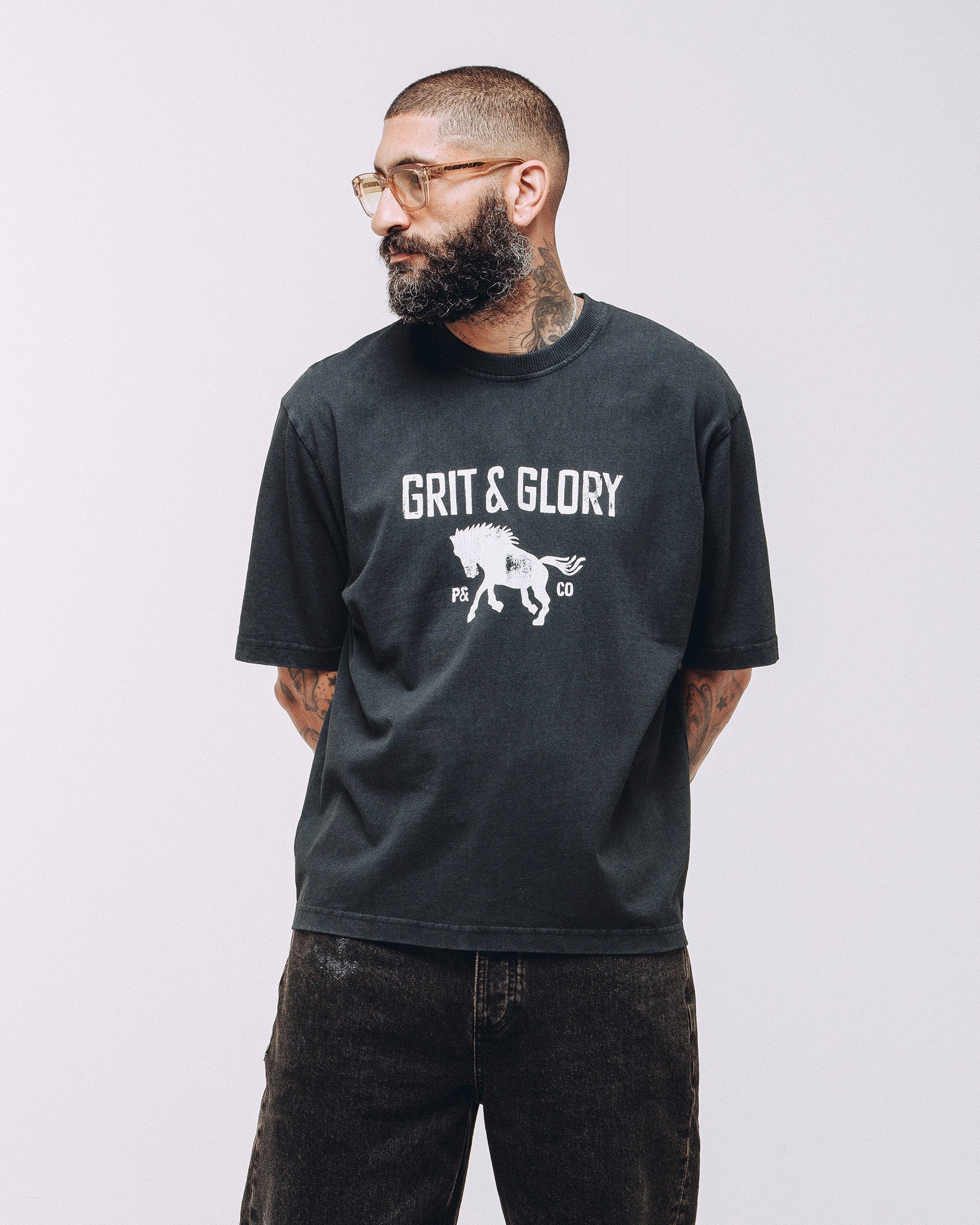 Grit & Glory Boxy T-Shirt - Washed Black