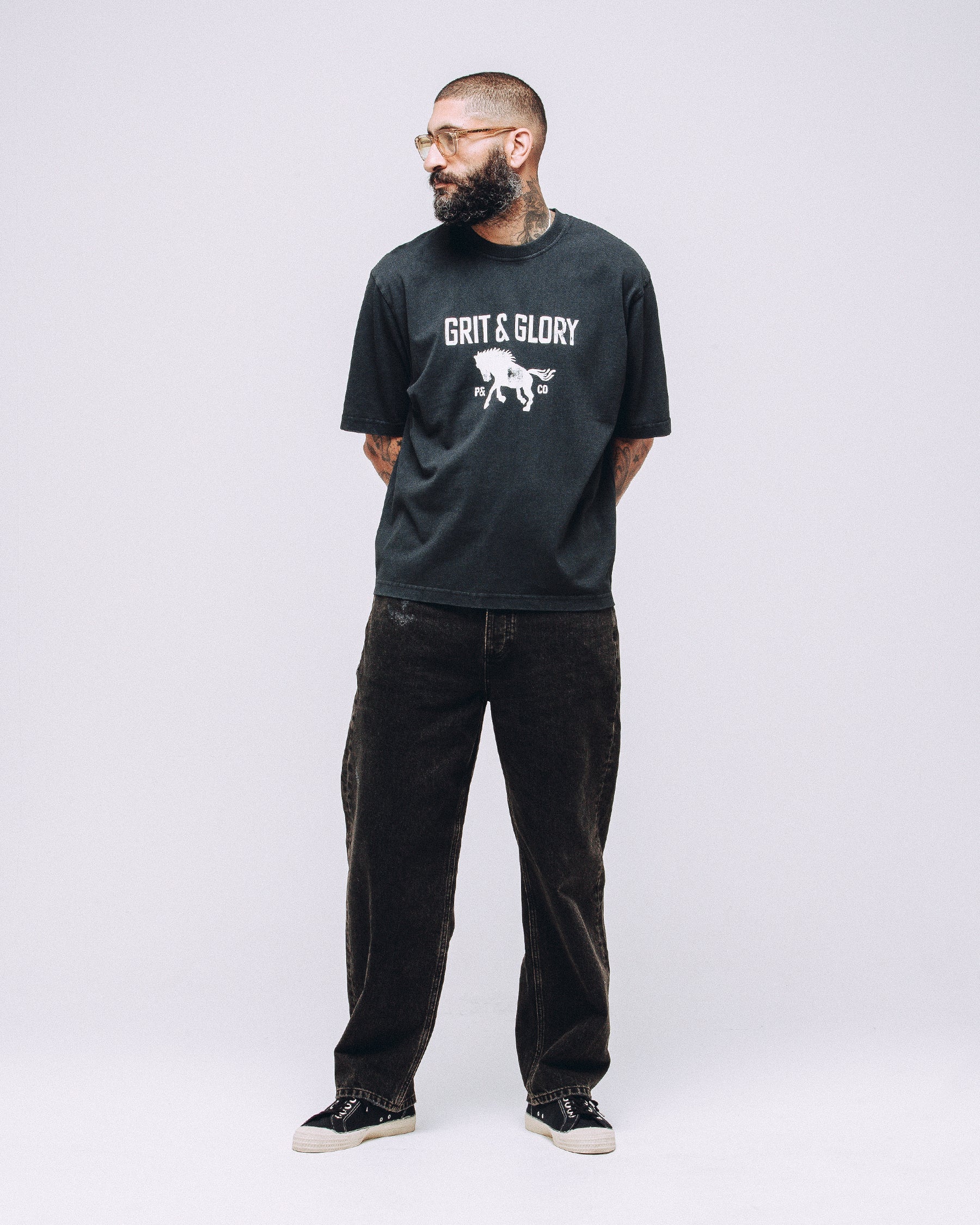 Grit & Glory Boxy T-Shirt - Washed Black