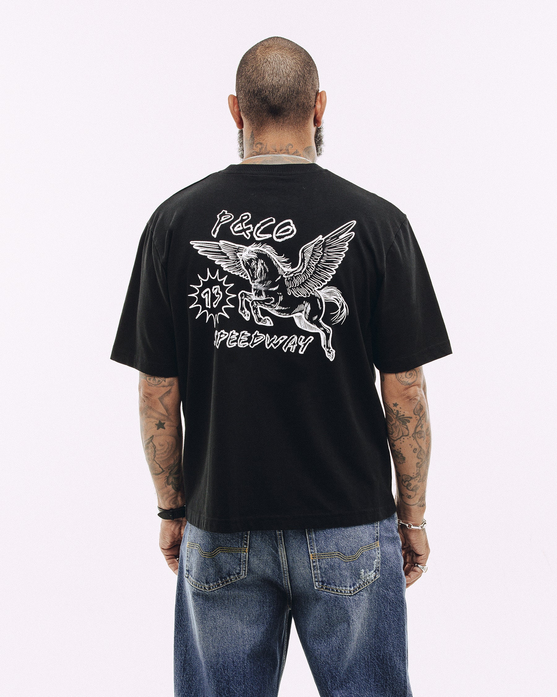 Pegasus Speedway Boxy T-Shirt - Washed Black