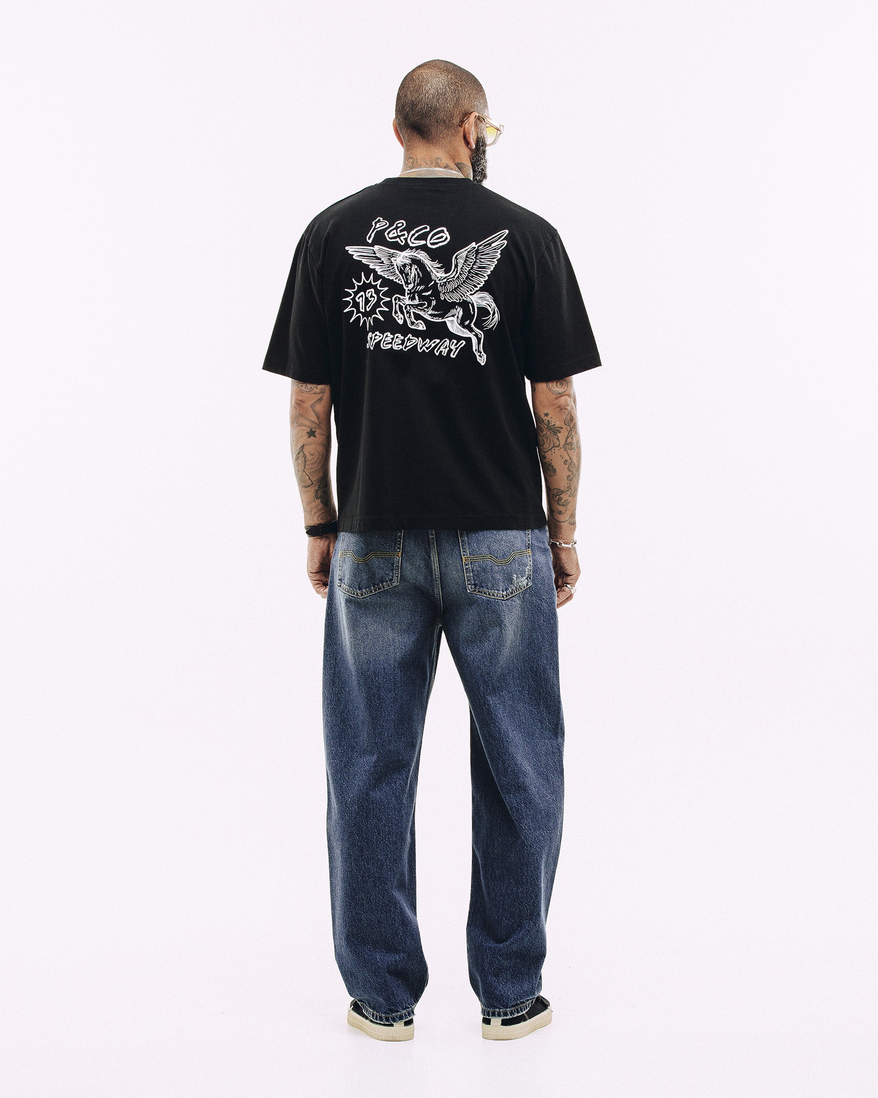 Pegasus Speedway Boxy T-Shirt - Washed Black