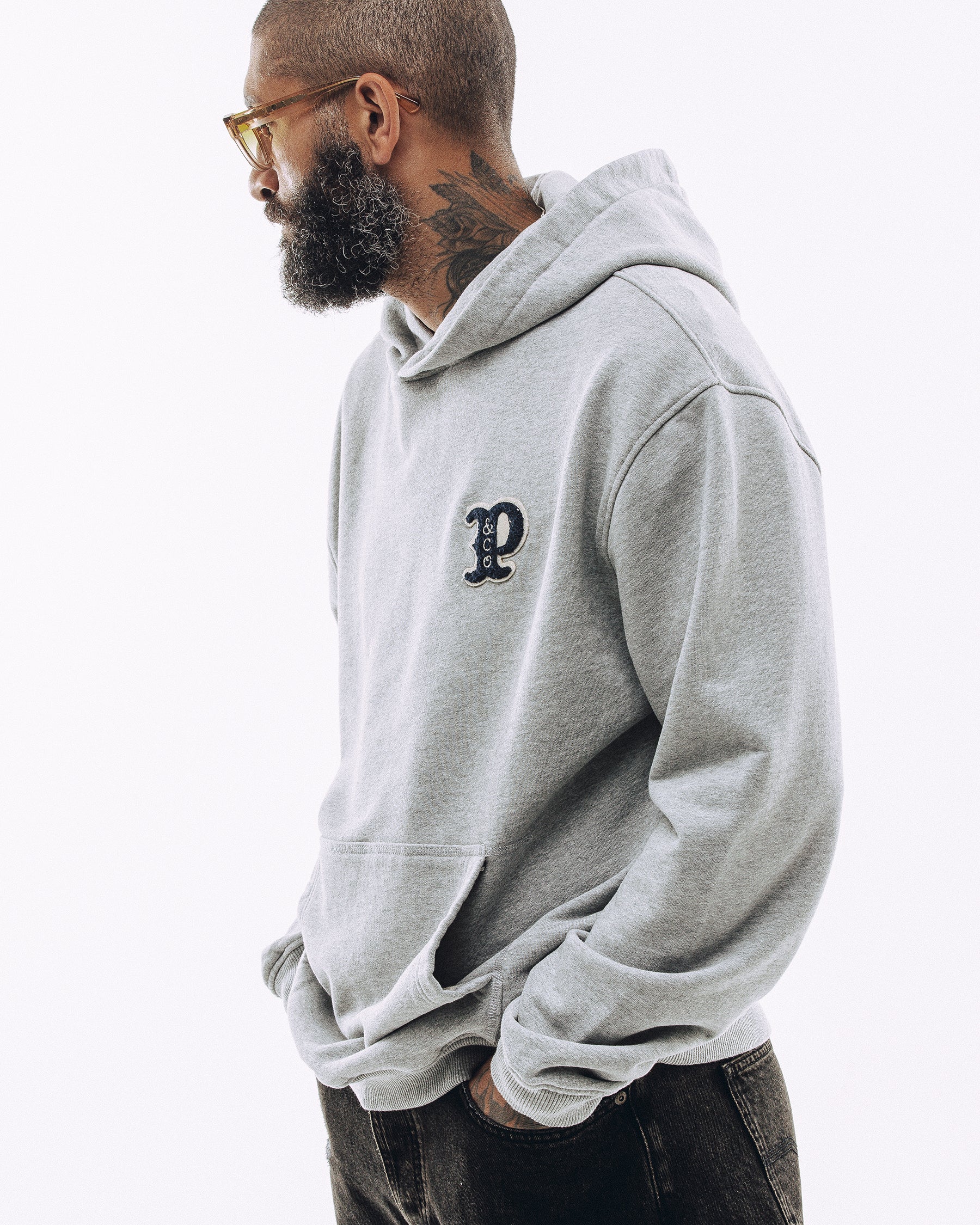 Varsity Heavyweight Hoodie - Grey Marl