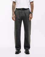 Pleated Station Wool Pant - Charcoal