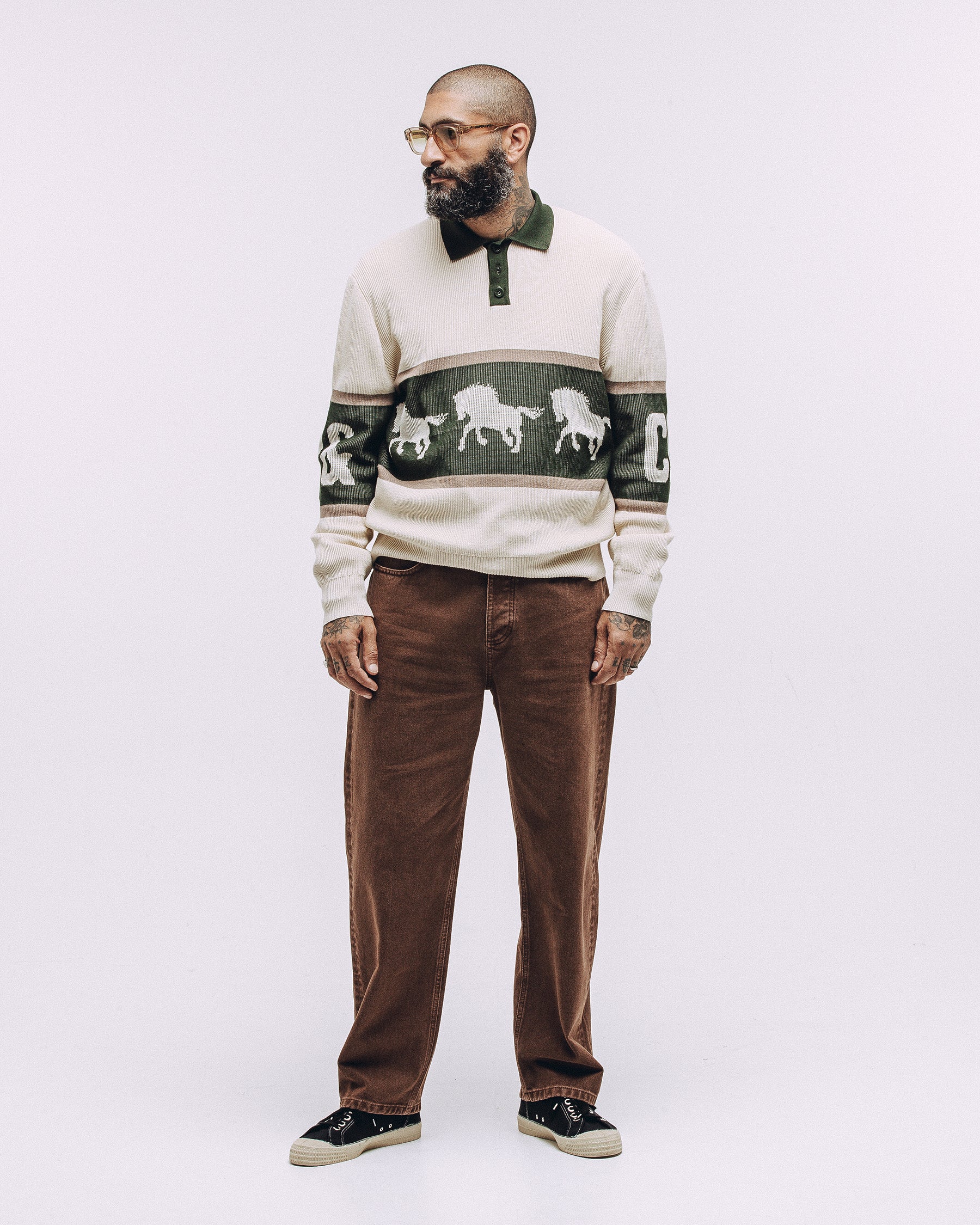 Bronco Knitted Polo Shirt - Ecru