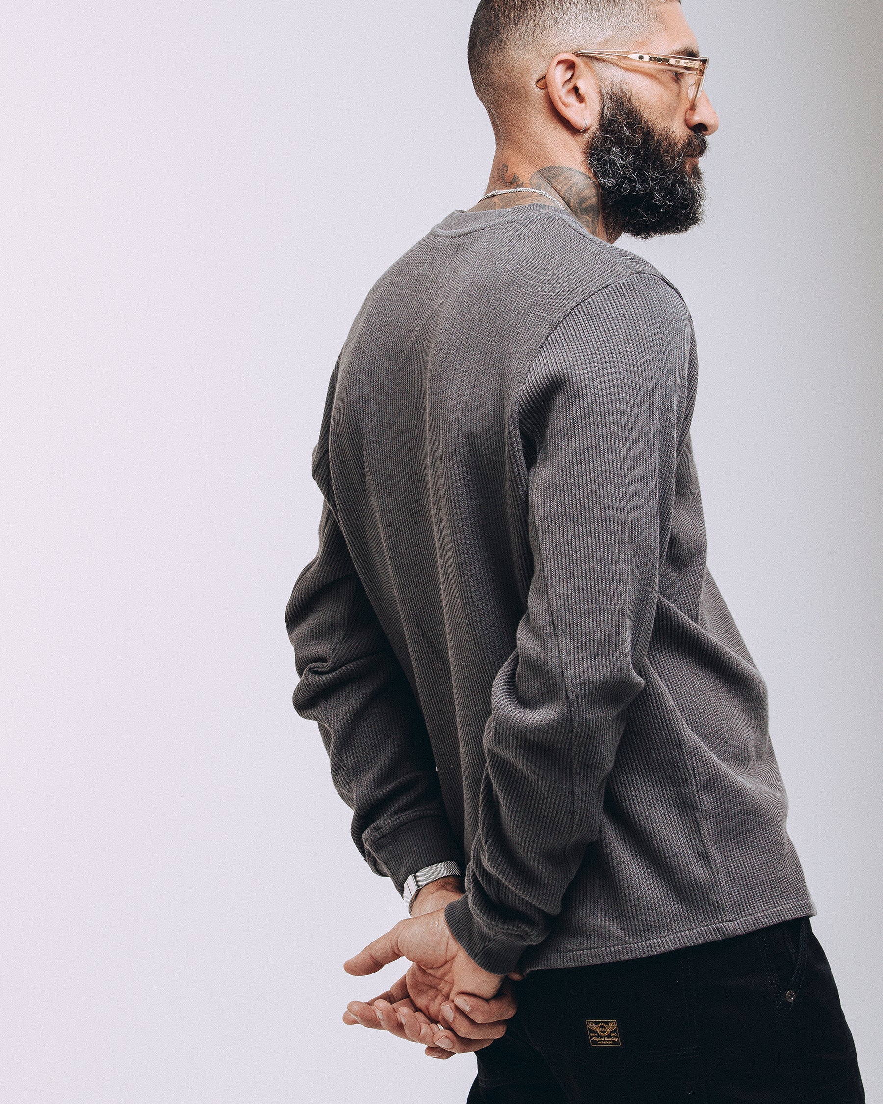 Crafted Ribbed Longsleeve - Charcoal