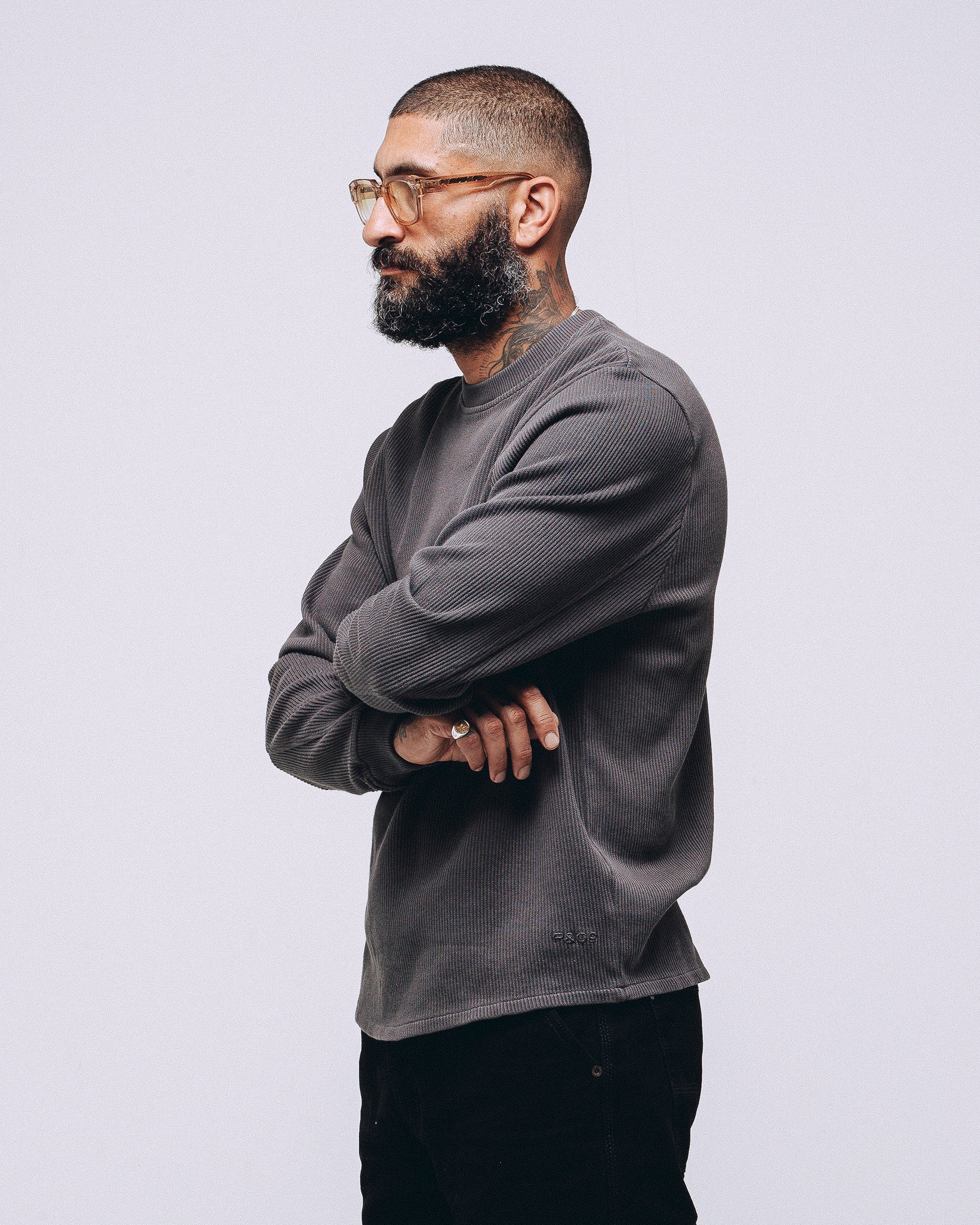 Crafted Ribbed Longsleeve - Charcoal