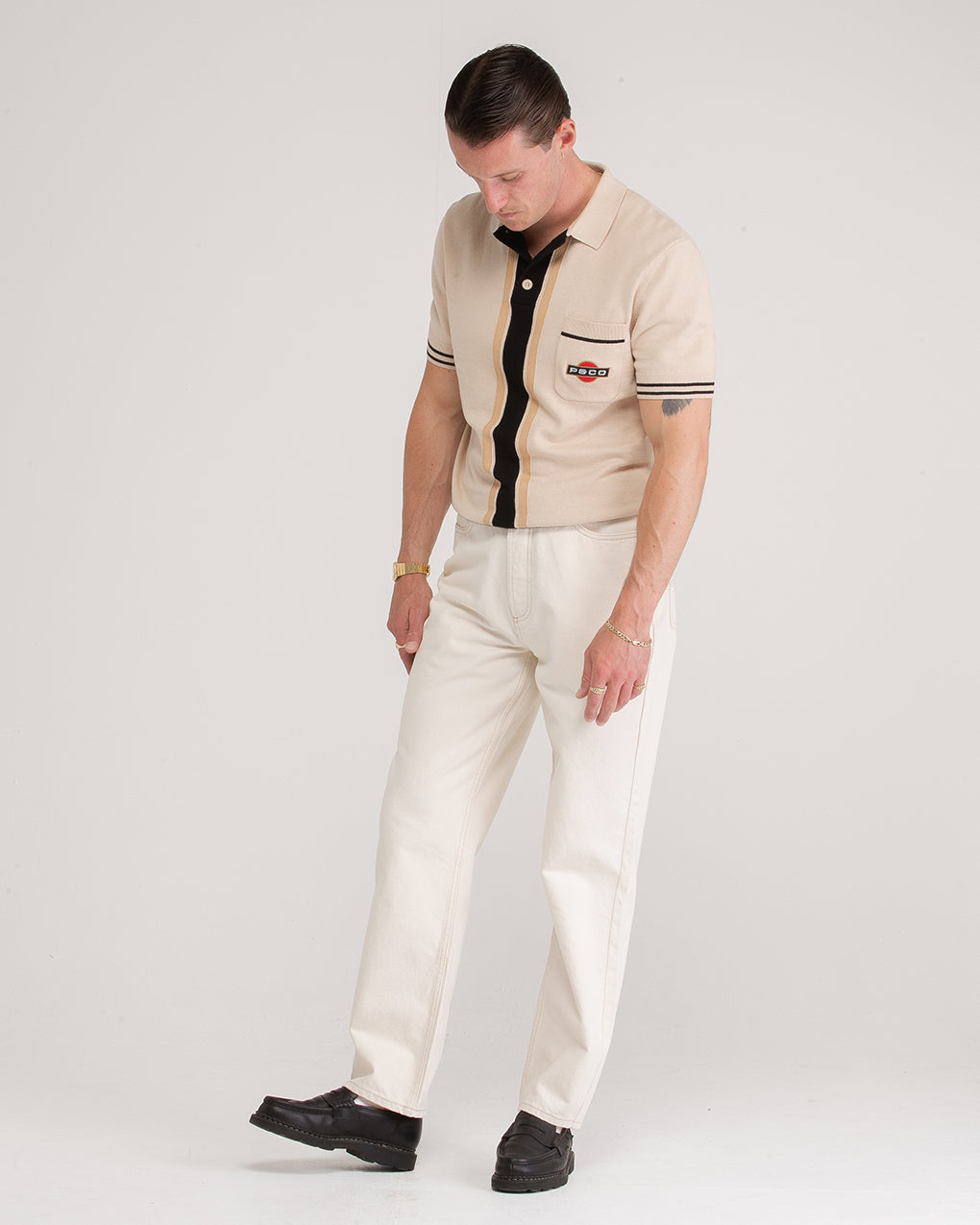 Racing Team Knitted Polo - Stone