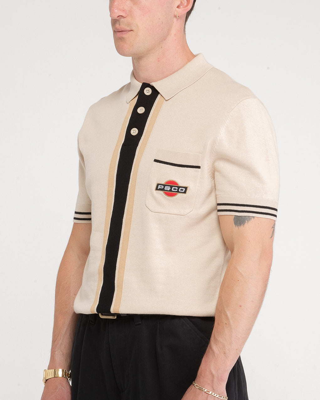 Racing Team Knitted Polo - Stone