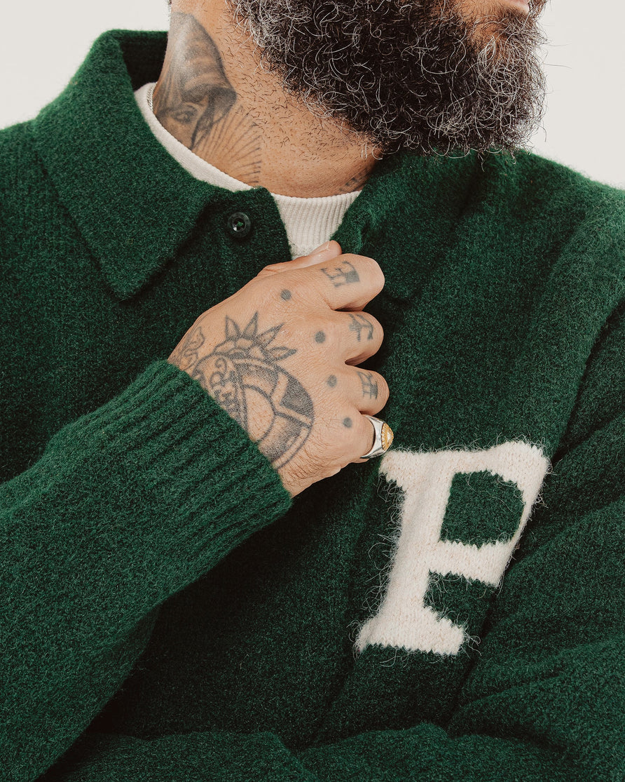 Winslow Knitted Polo - Forest Green