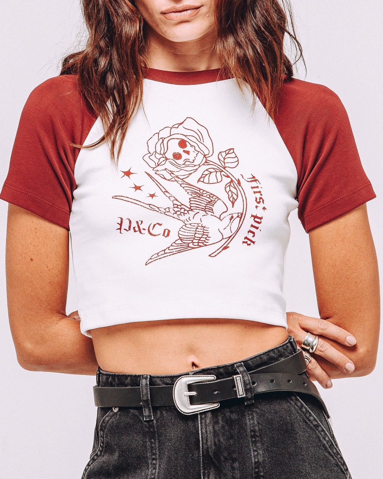 First Pick Raglan Baby T-Shirt - Off White & Cherry Red