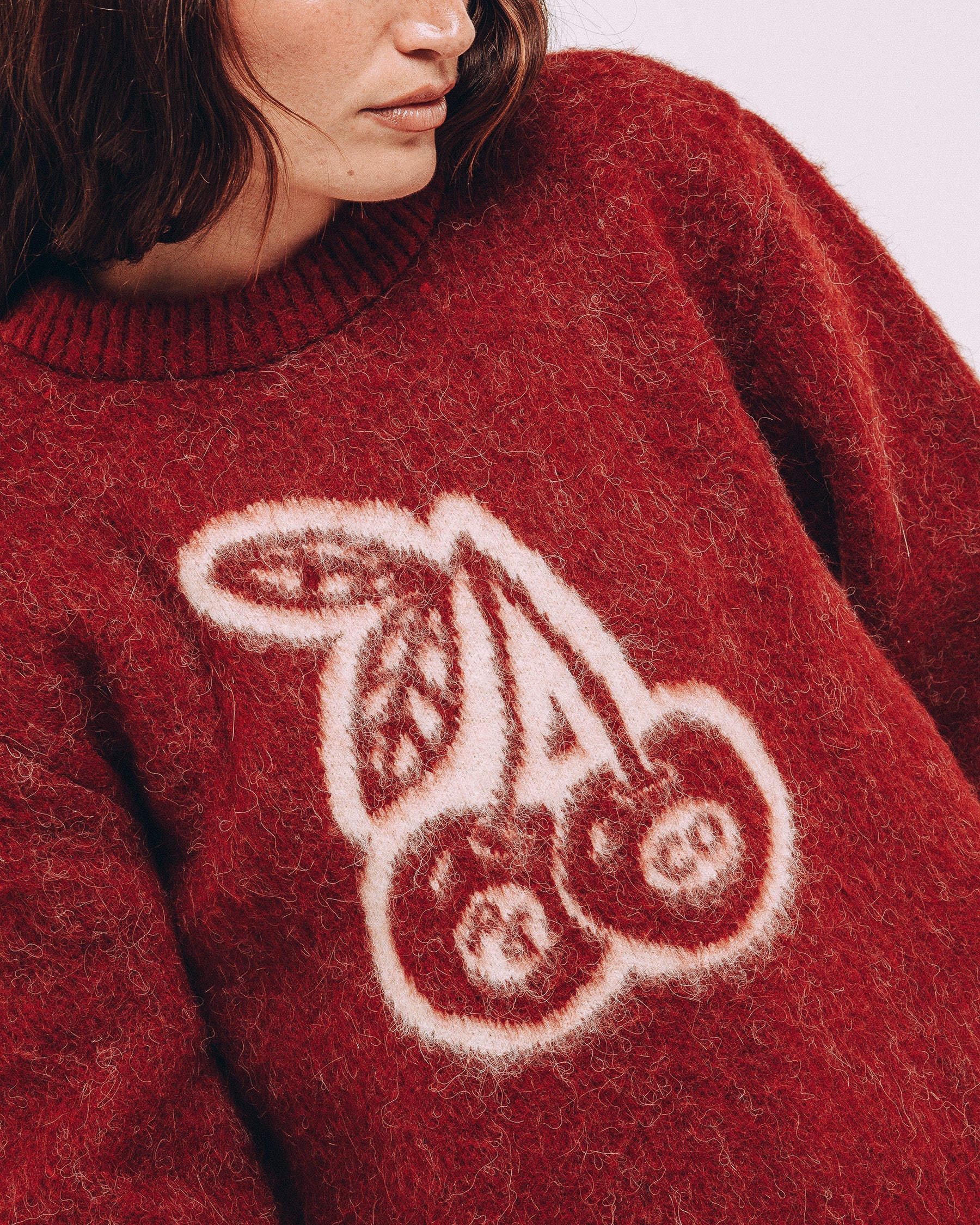 Bad Seed Brushed Knitted Jumper - Cherry Red