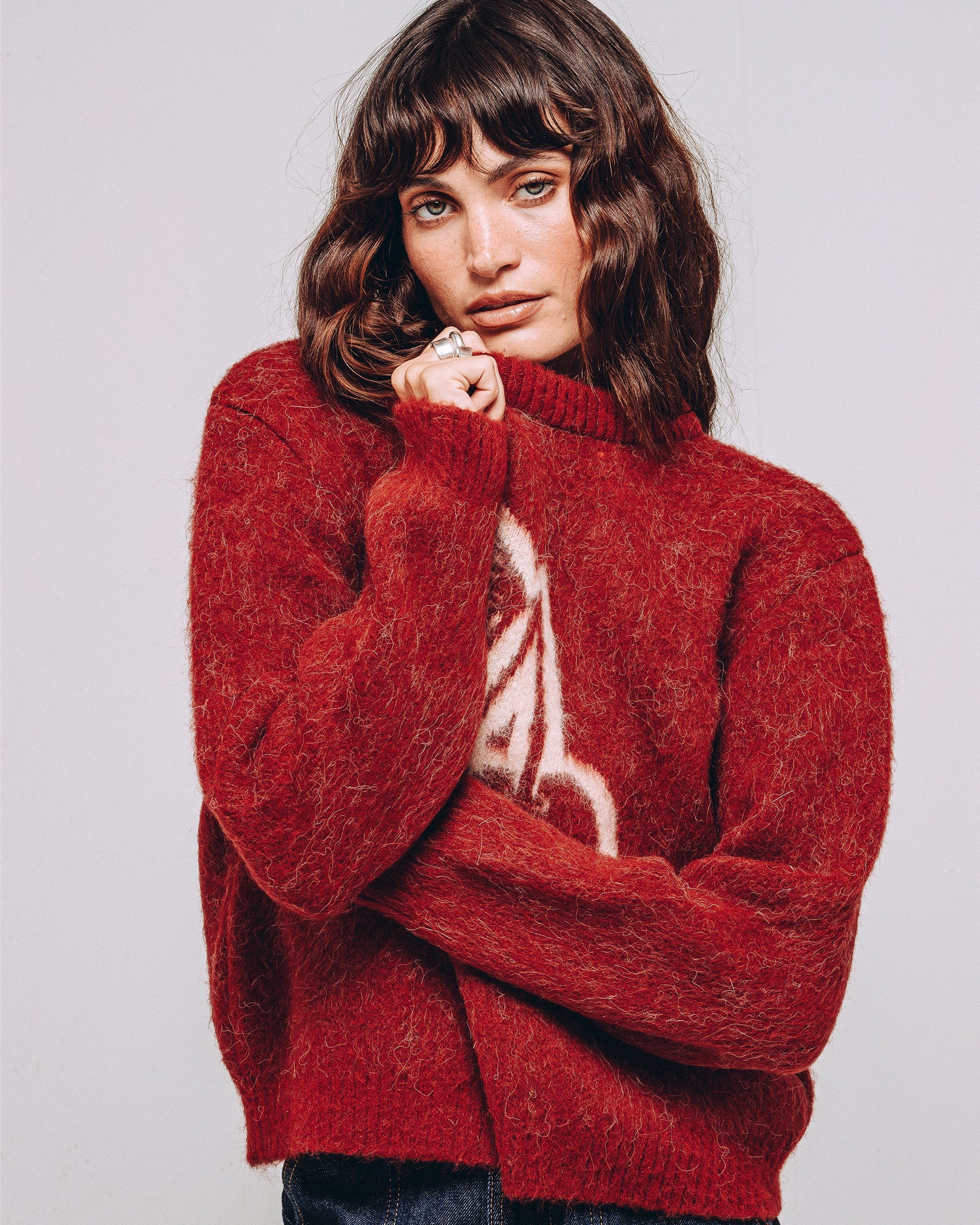 Bad Seed Brushed Knitted Jumper - Cherry Red