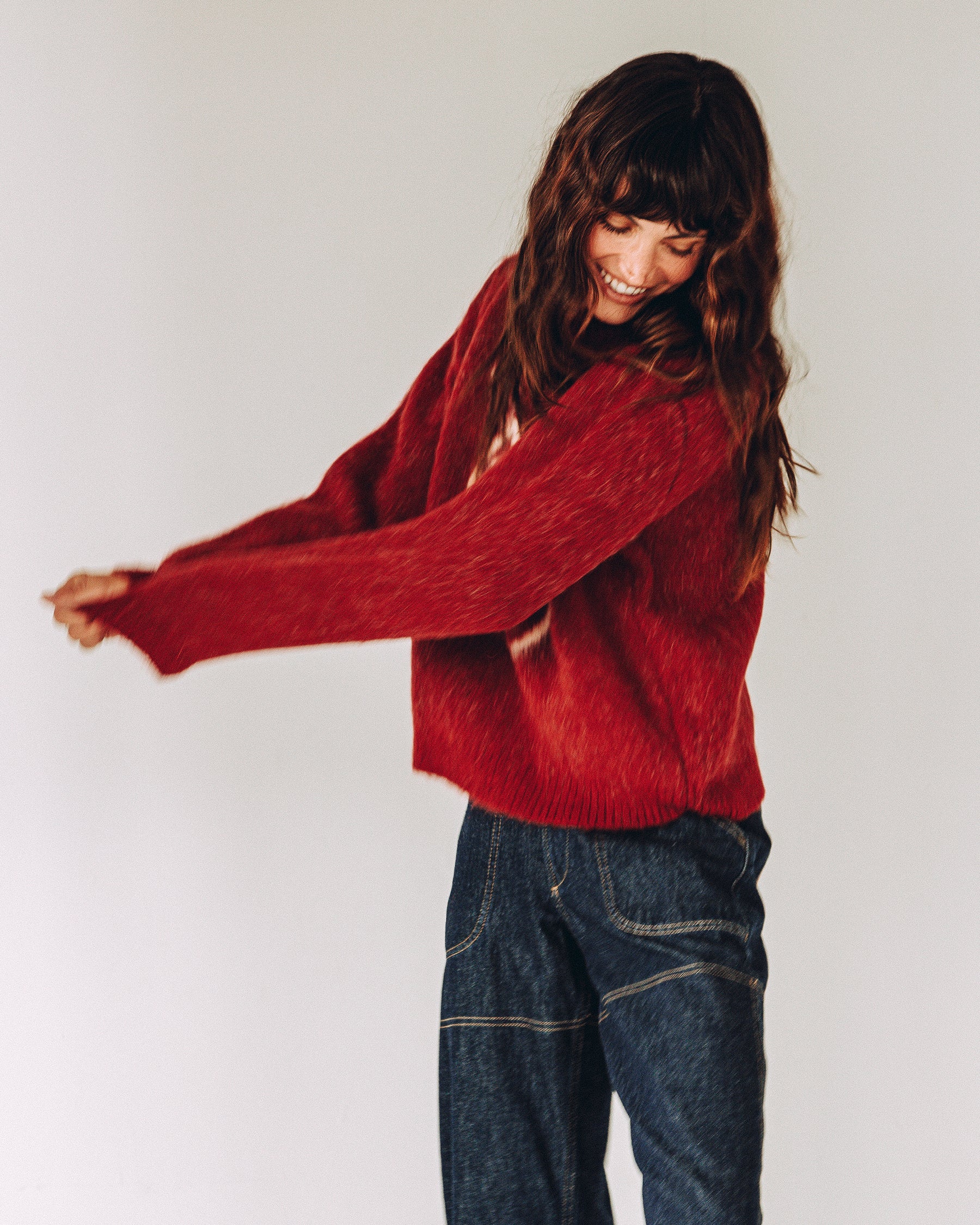 Bad Seed Brushed Knitted Jumper - Cherry Red