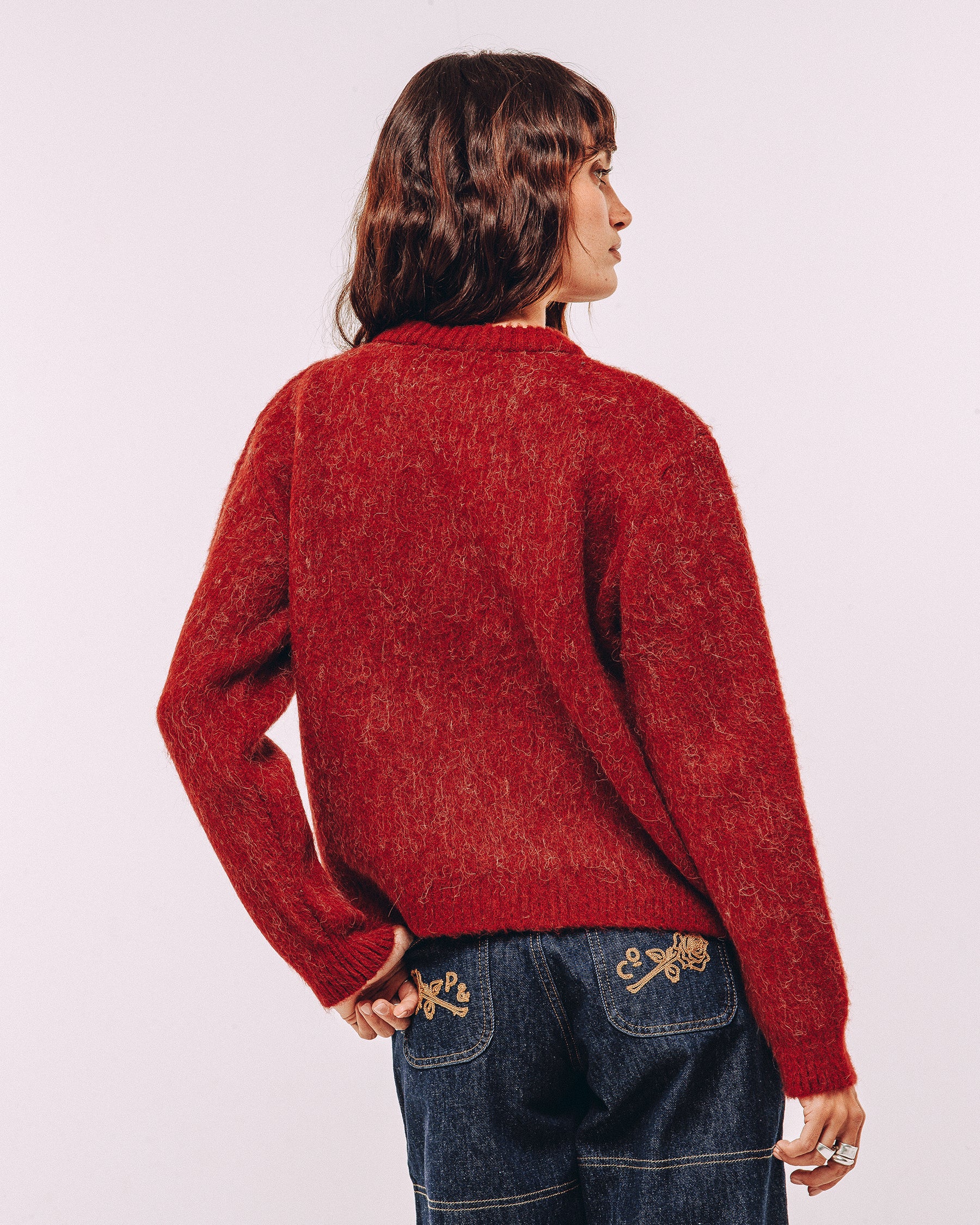 Bad Seed Brushed Knitted Jumper - Cherry Red