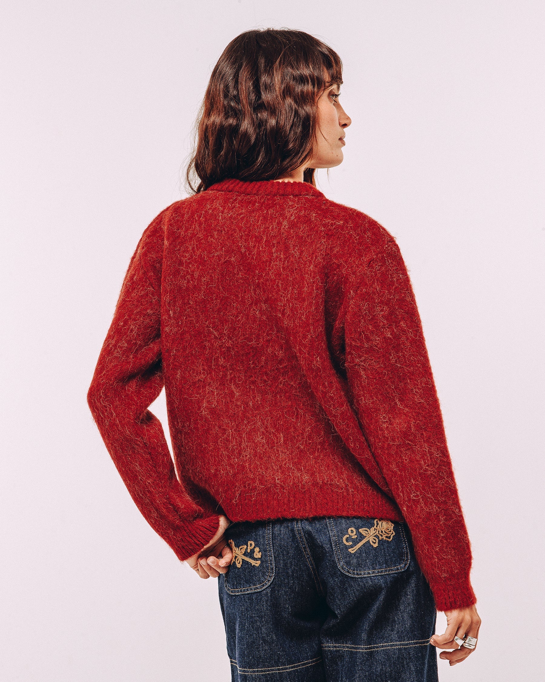 Bad Seed Brushed Knitted Jumper - Cherry Red