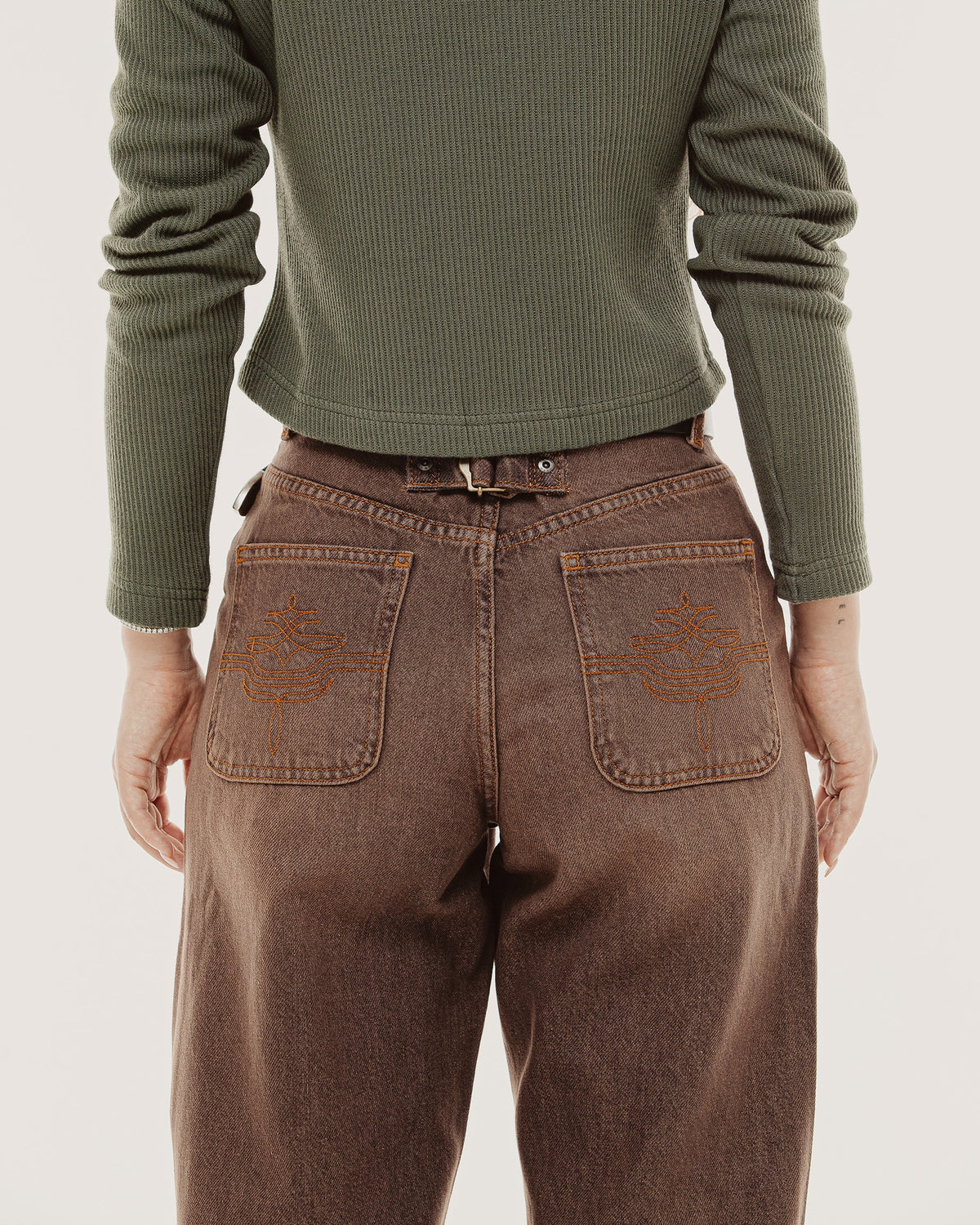 Nomad Weathered Denim Pant - Washed Brown
