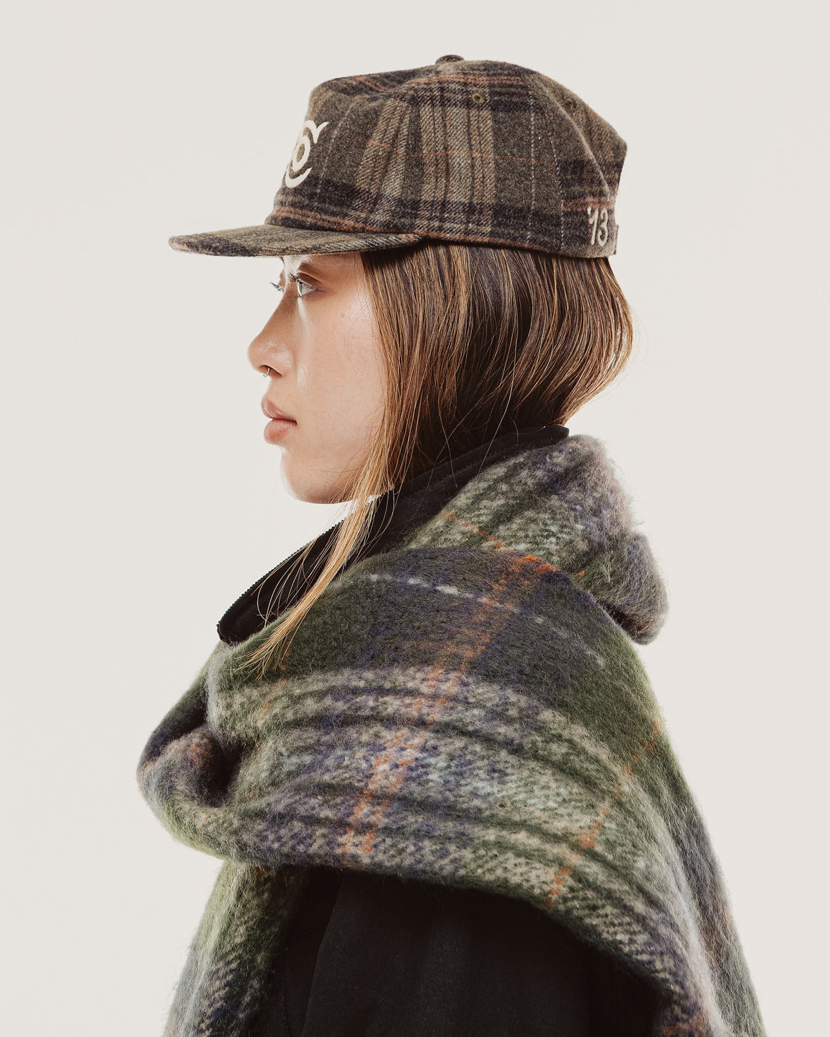 Checked Brushed Scarf - Green Plaid