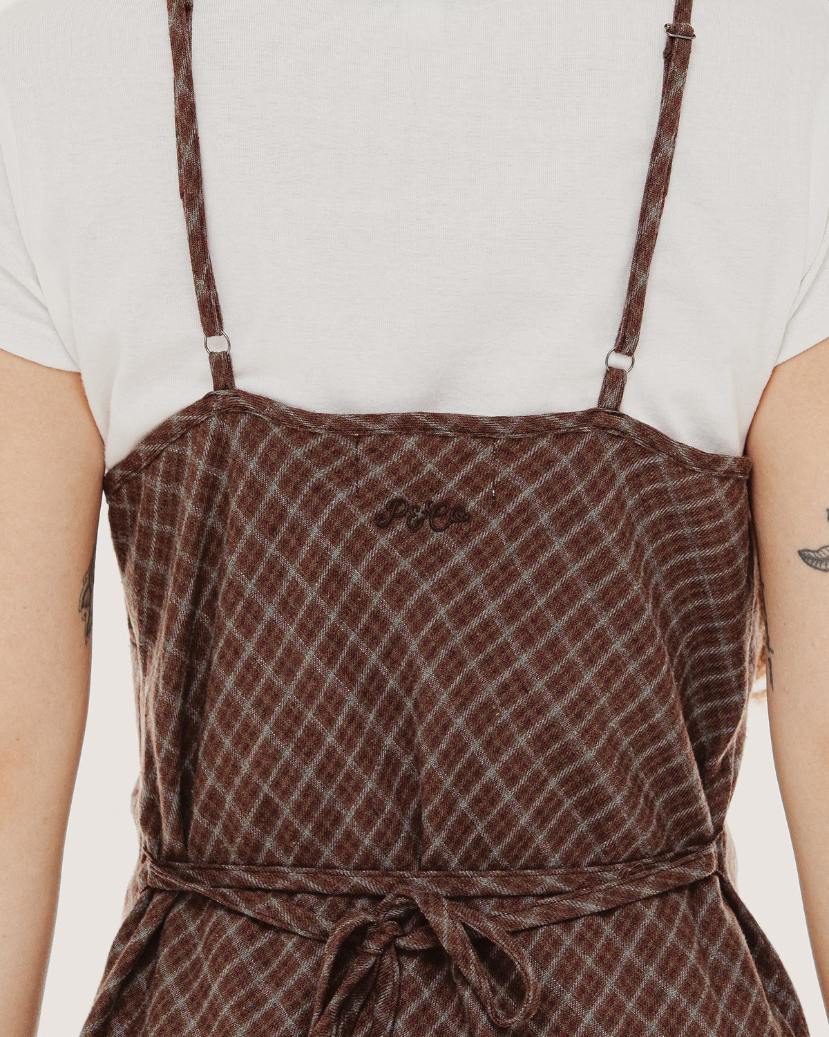 Hester Check Slip Dress - Brown Check