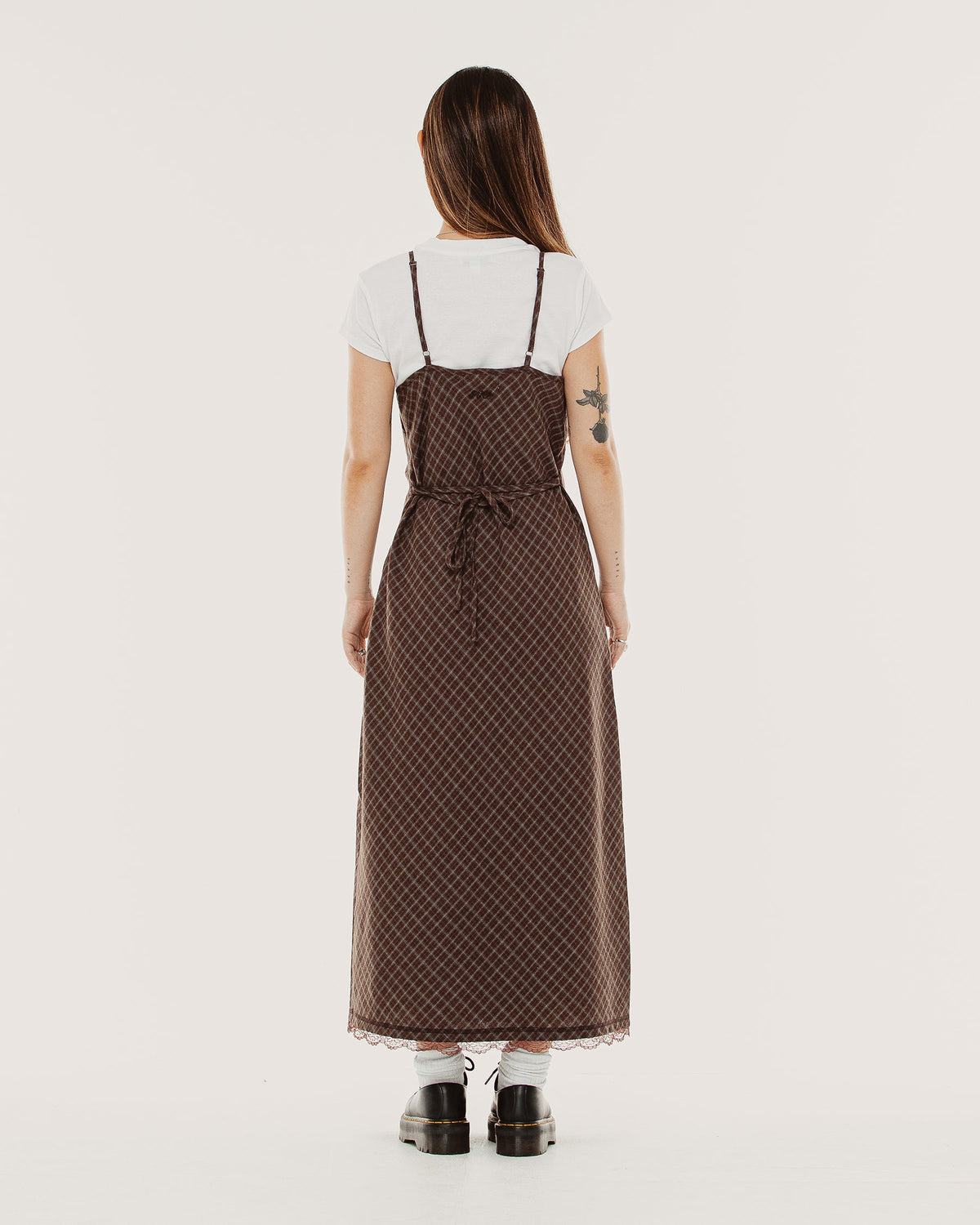 Hester Check Slip Dress - Brown Check