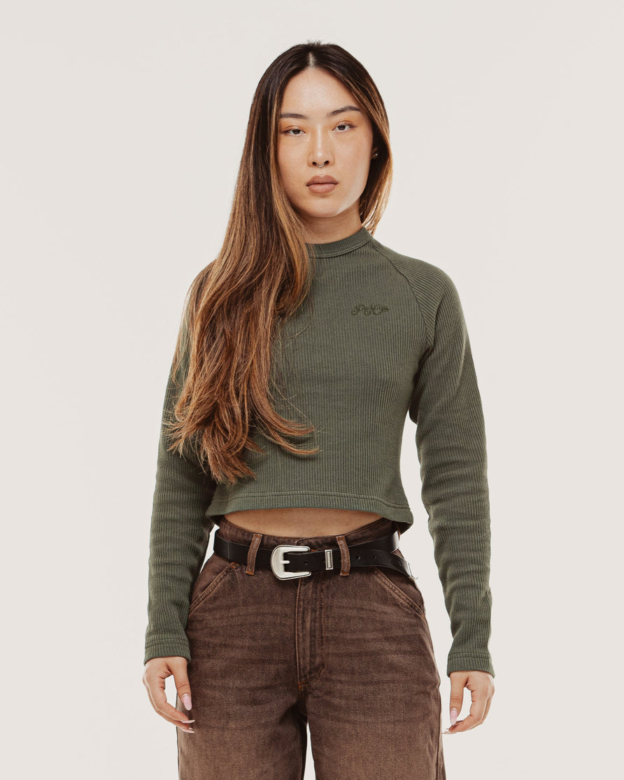 P&Co Ribbed Longsleeve Baby T-Shirt - Racing Green
