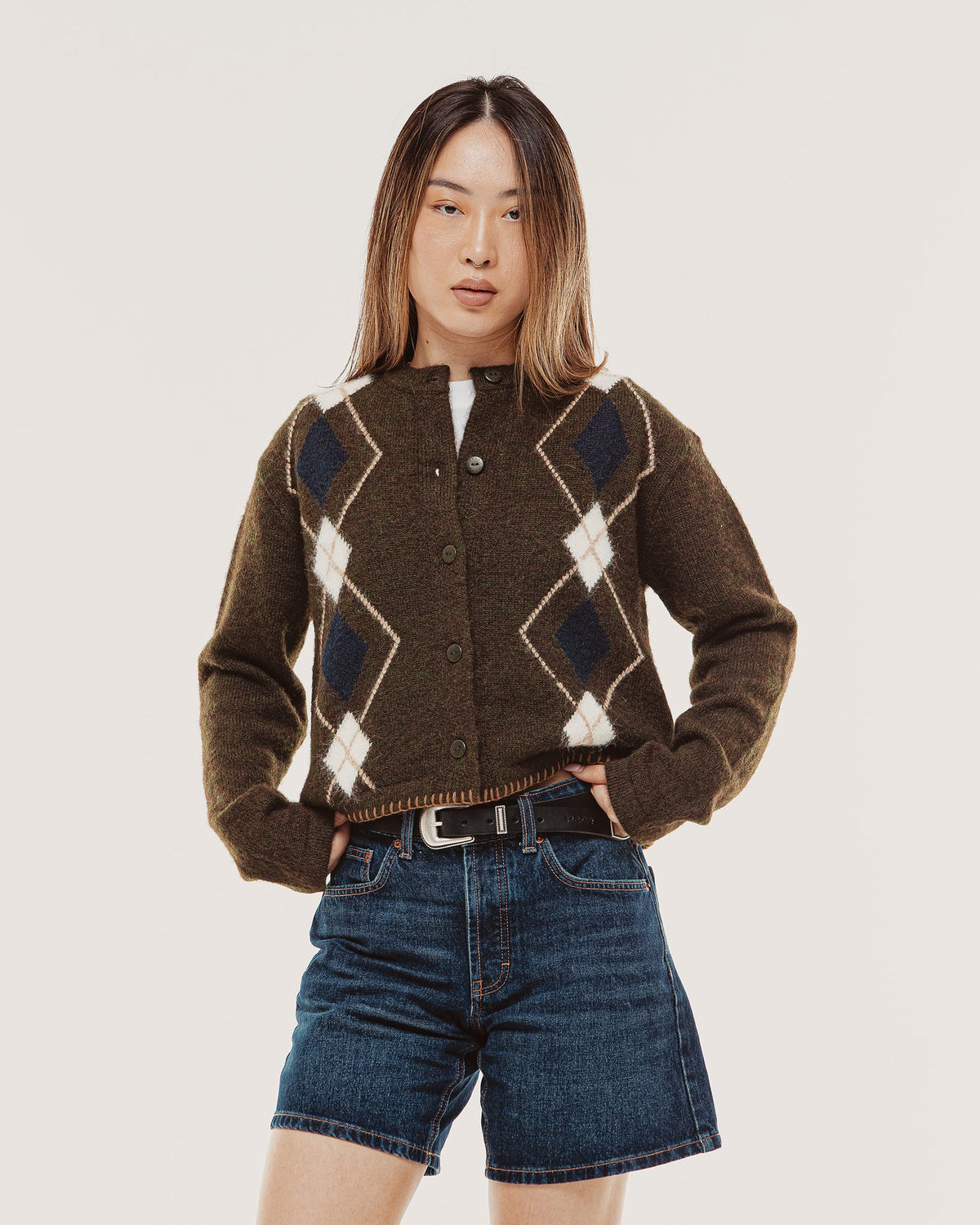 Mia Argyle Cardigan - Olive