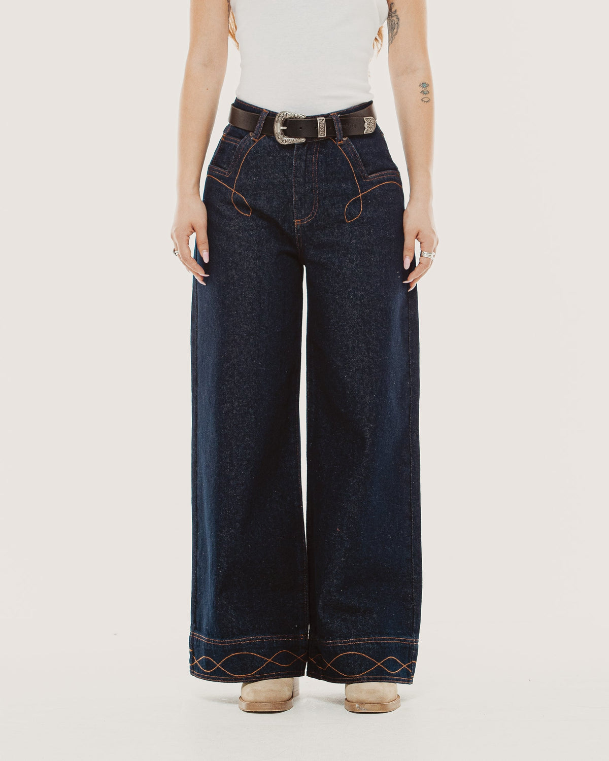 Lori Wide Leg Flare - Raw Indigo