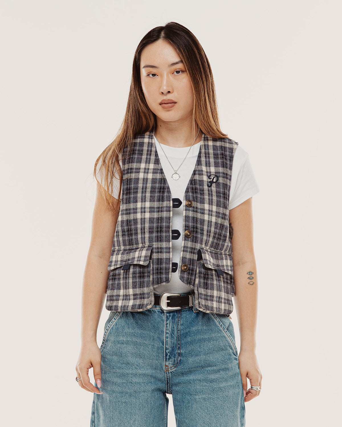 Brook Vest - Pebble Plaid