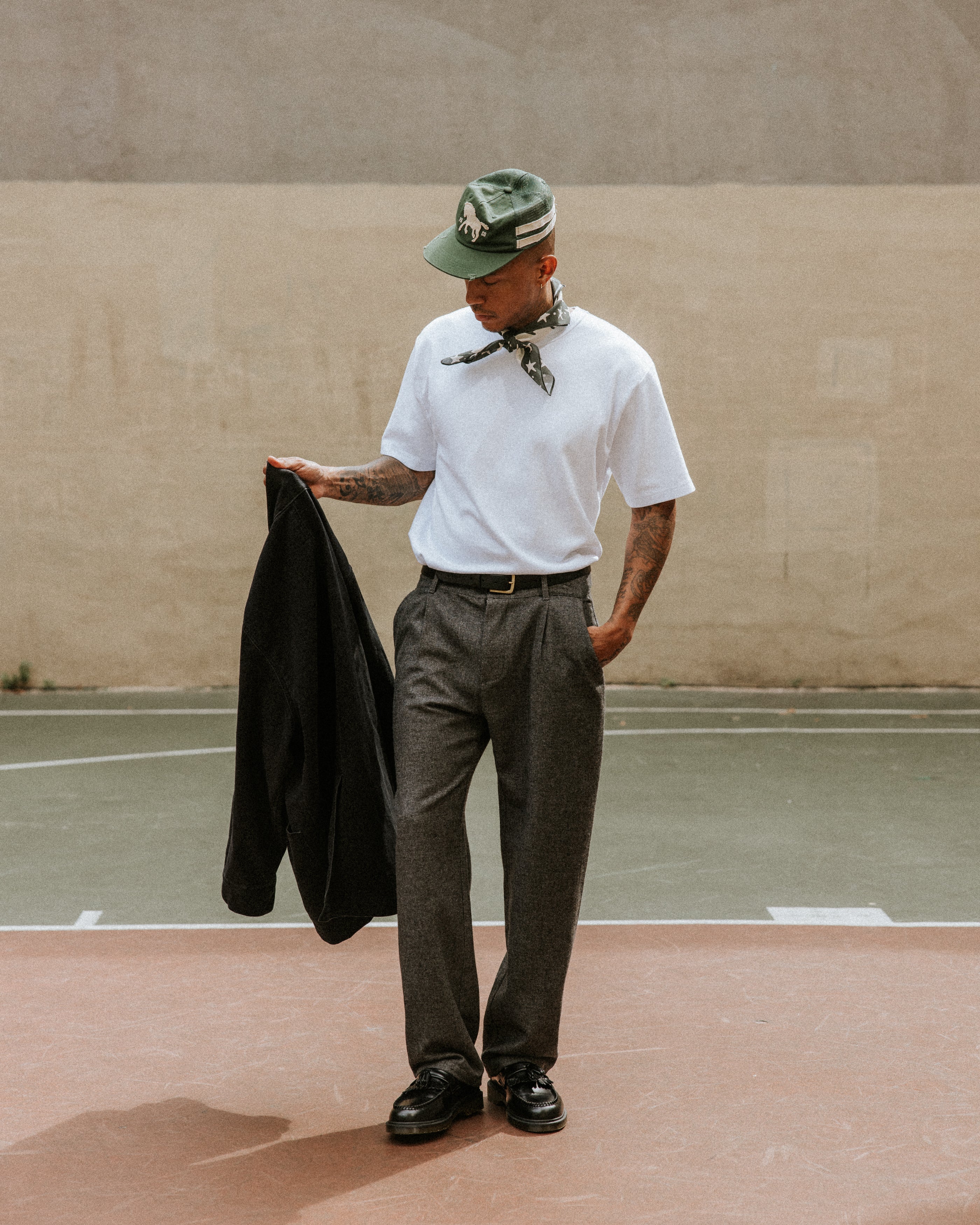 Pleated Station Wool Pant - Charcoal