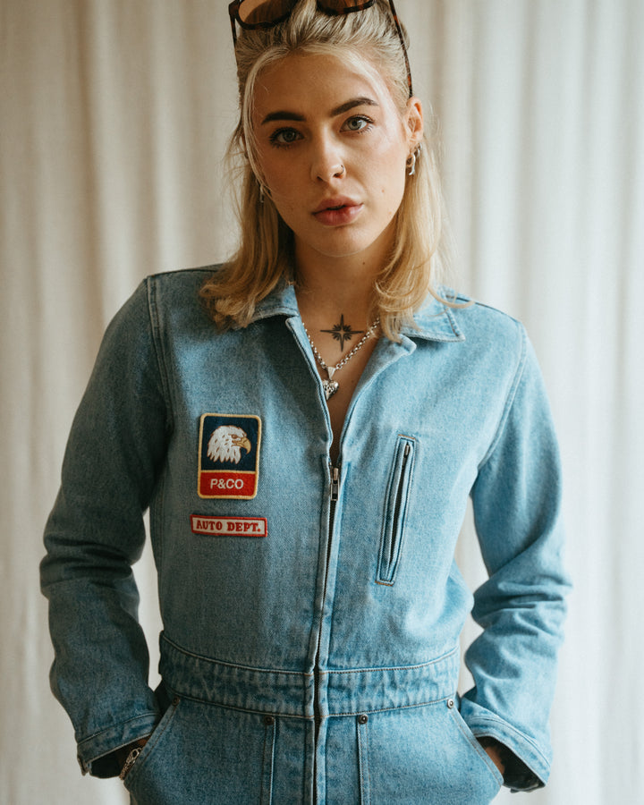 1/2 Mile Speedway Boilersuit - Washed Denim