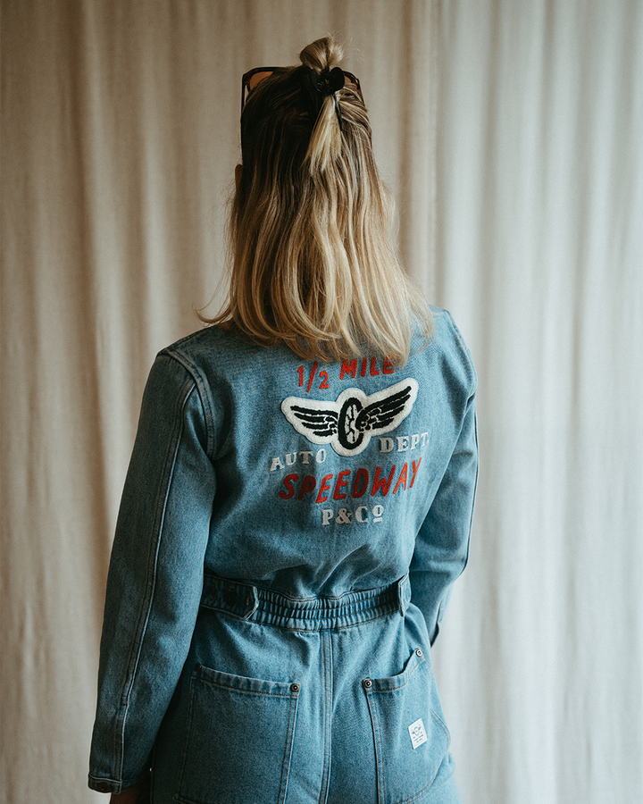 1/2 Mile Speedway Boilersuit - Washed Denim