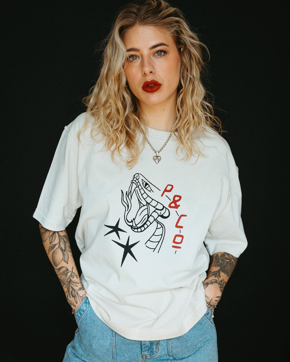 Snake Bite Boxy T-Shirt - Bone