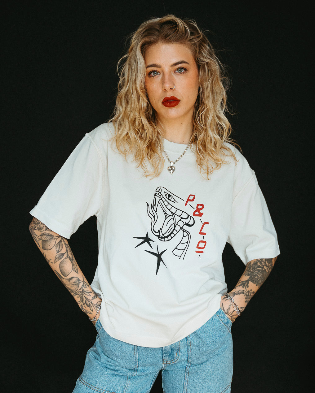 Snake Bite Boxy T-Shirt - Bone