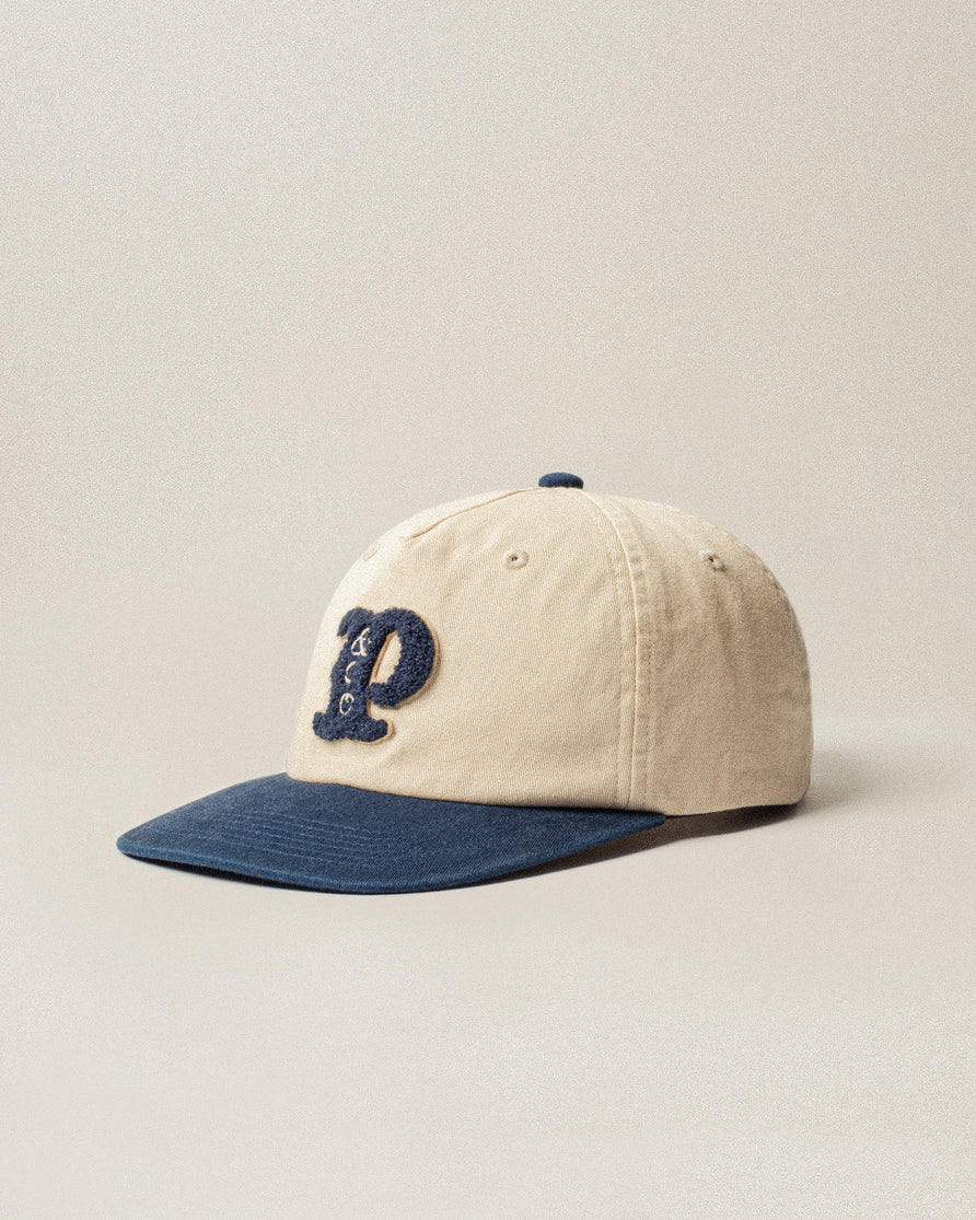 Varsity 5 Panel Cap - Ecru & Navy